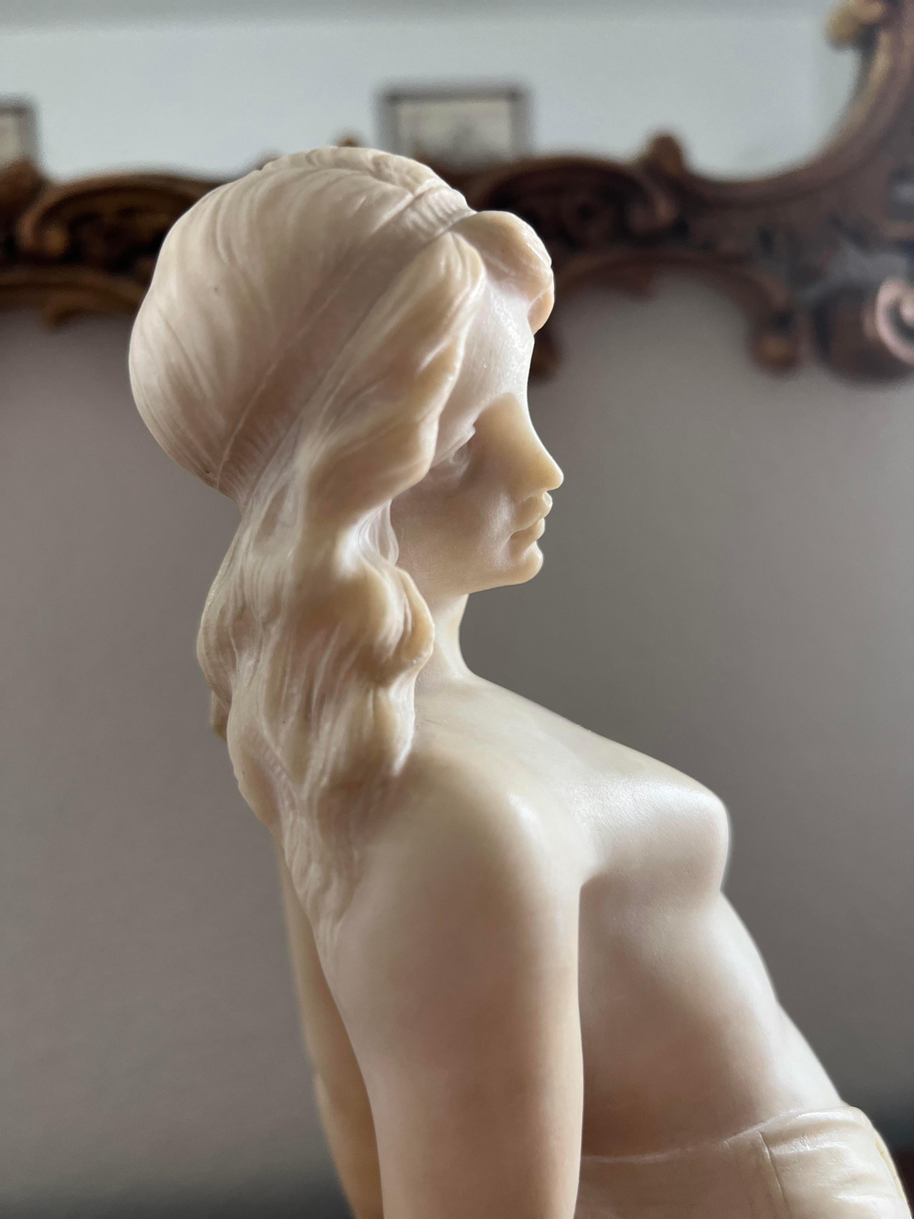 Early 20th C Seminude Orientalist Alabaster Sculpture  For Sale 4