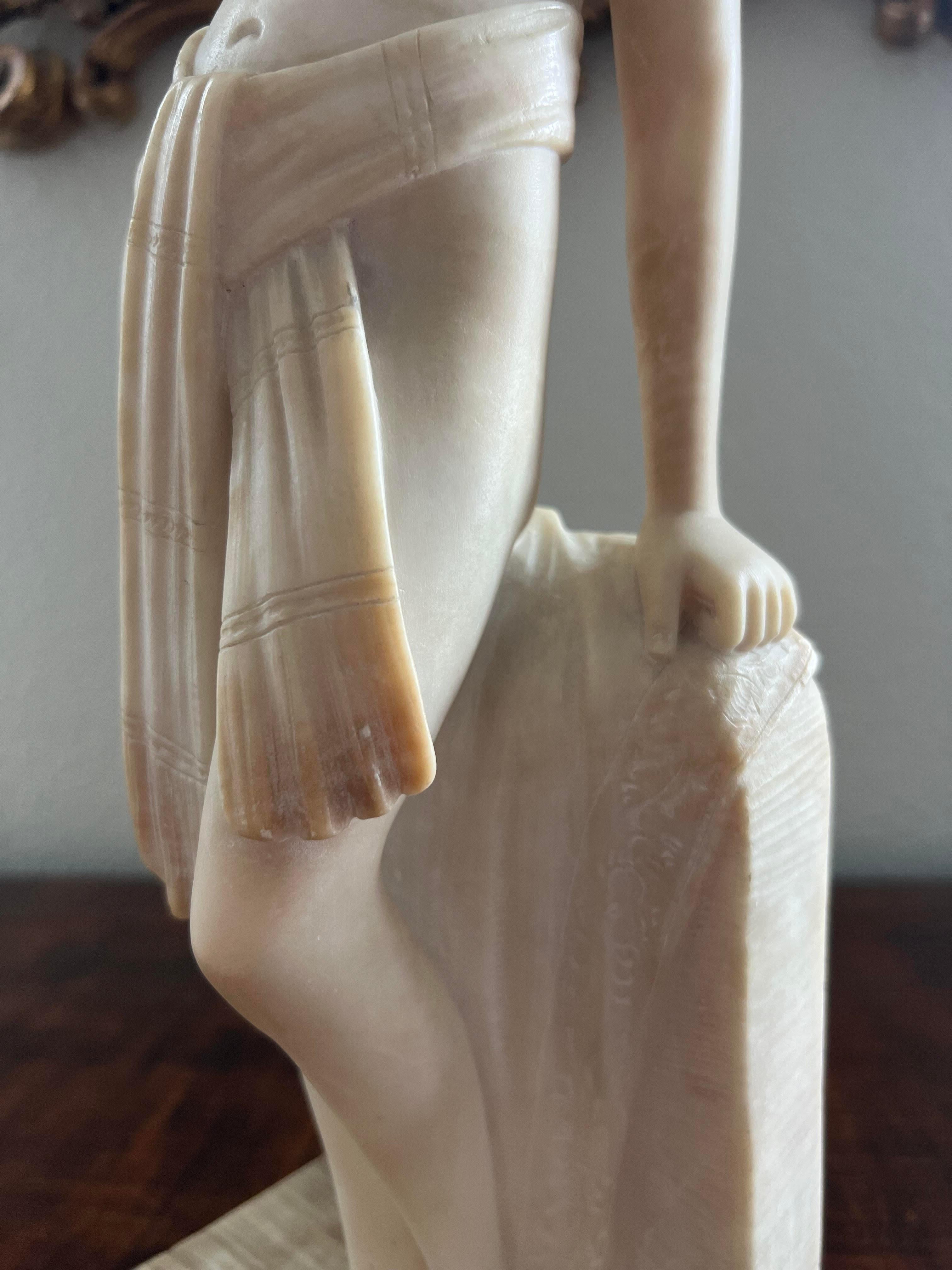 Early 20th C Seminude Orientalist Alabaster Sculpture  For Sale 6