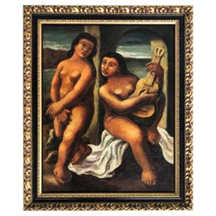 Mario Carreño "Serenade" Oil Painting on Canvas, Cuba 1941, Signed