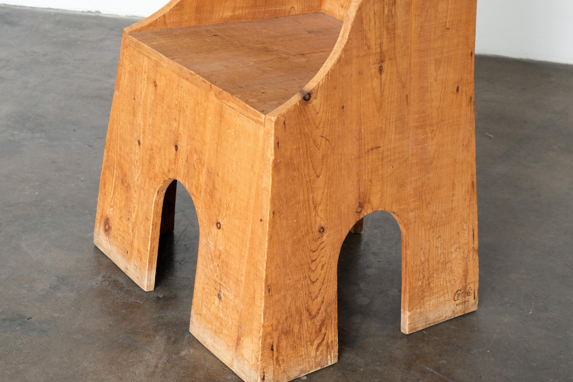 Mario Ceroli, Chair 'Sedia Alta', Mid-Century Modern, Signed, Mobili nella Valle For Sale 3