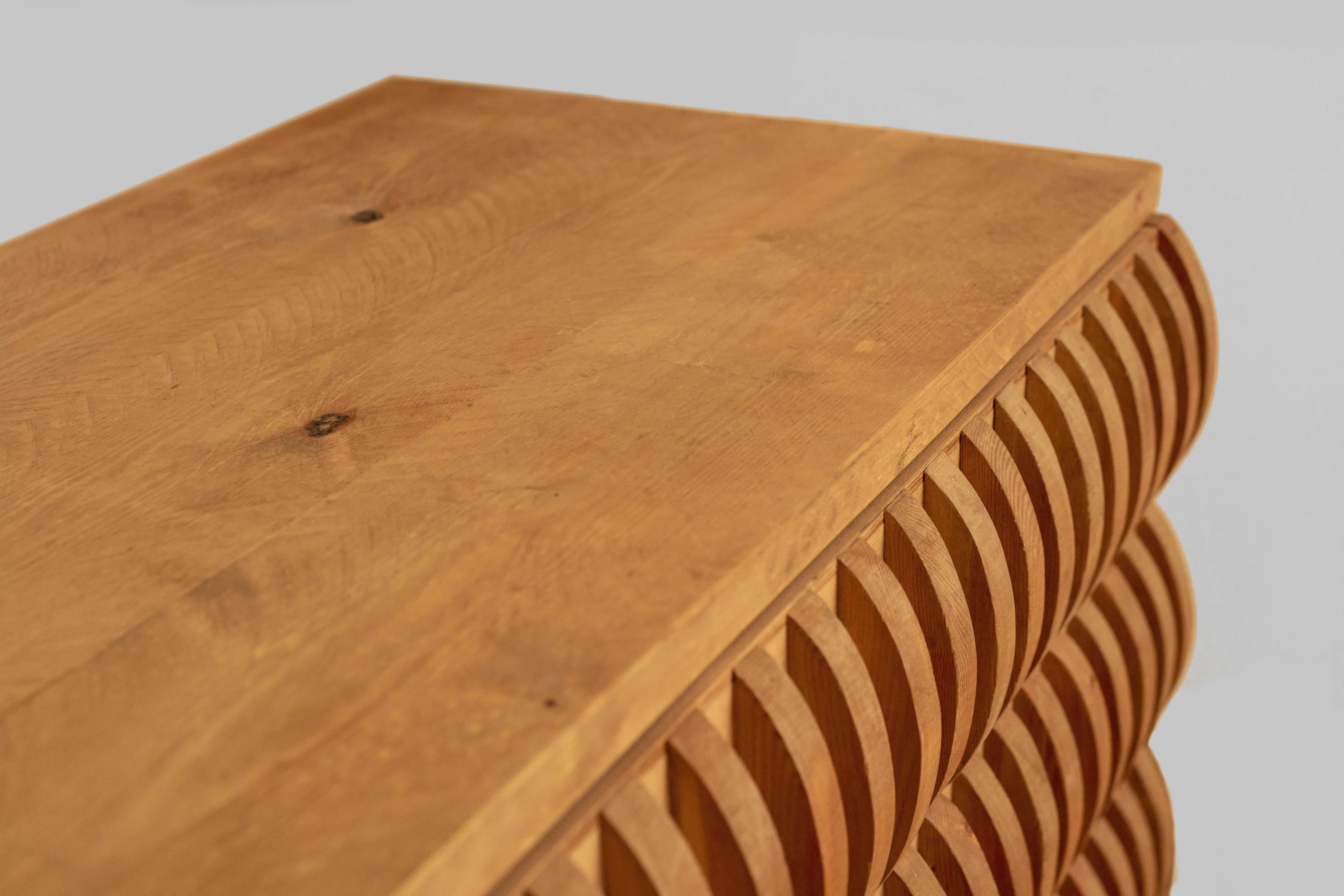 Late 20th Century Mario Ceroli Chest of Drawers Console in Pine for Poltronova c. 1975 For Sale