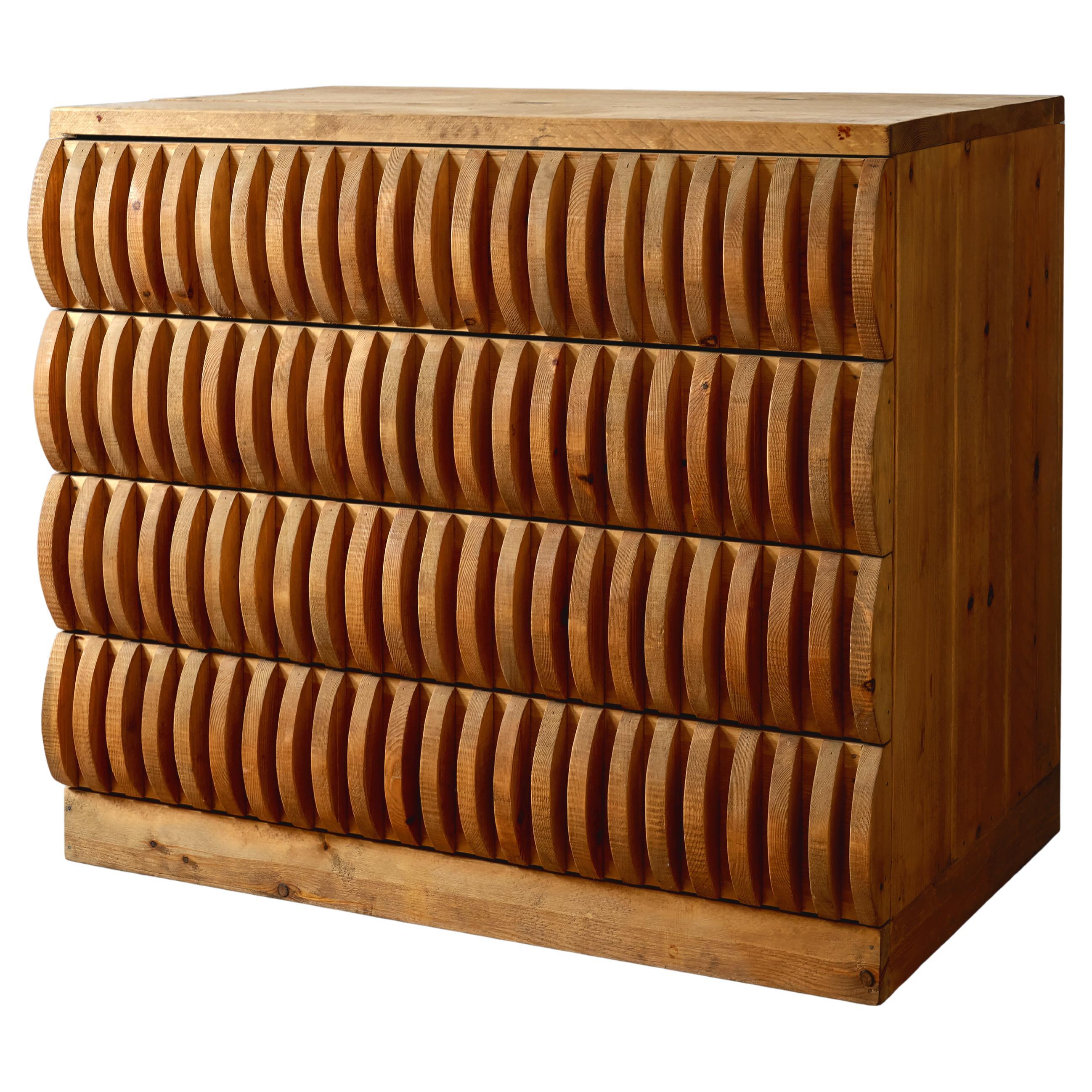 Mario Ceroli Chest of Drawers Console in Pine for Poltronova c. 1975 For Sale