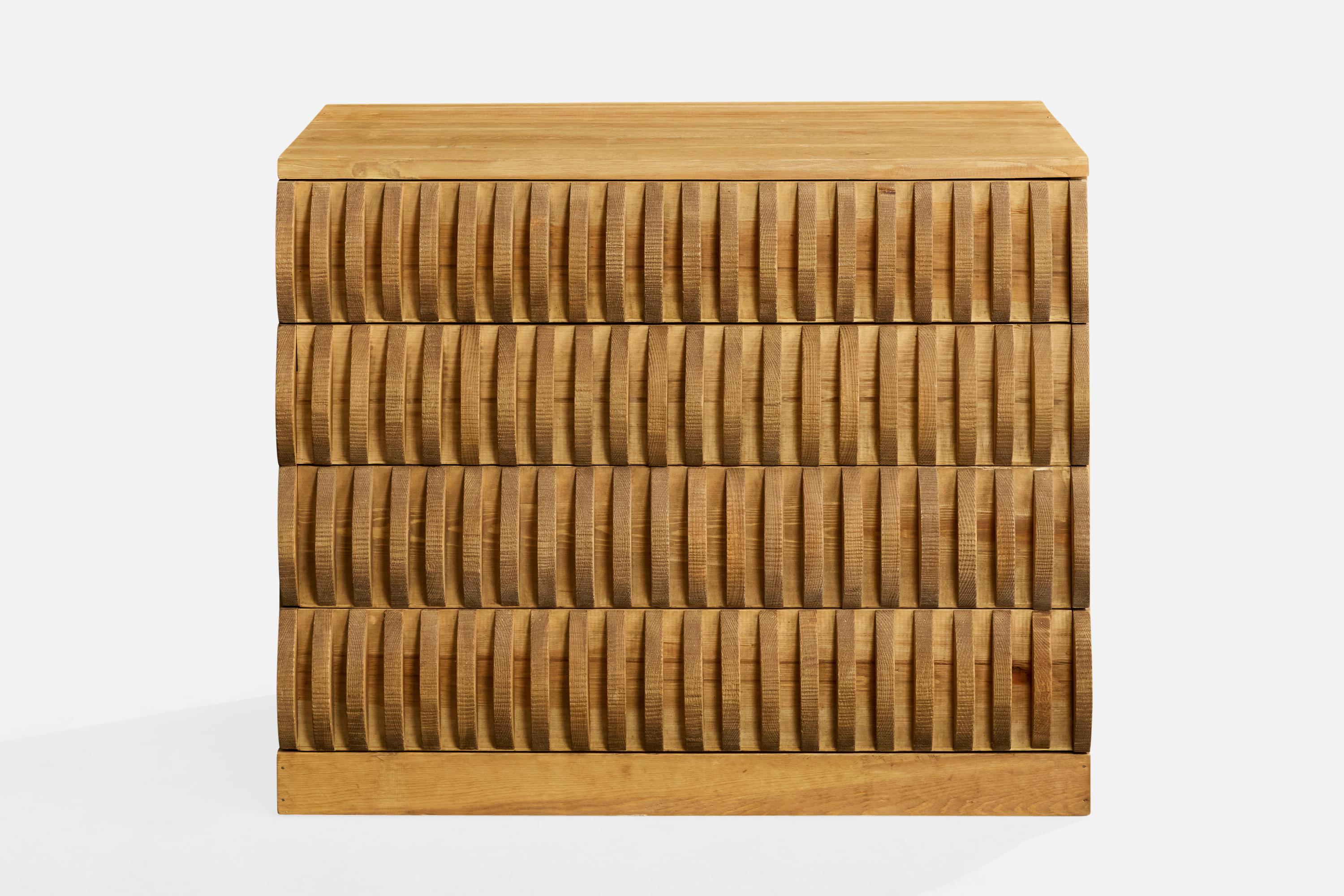 Mid-Century moderno Mario Ceroli, Chest of Drawers, Pine, Italy, 1970s in vendita