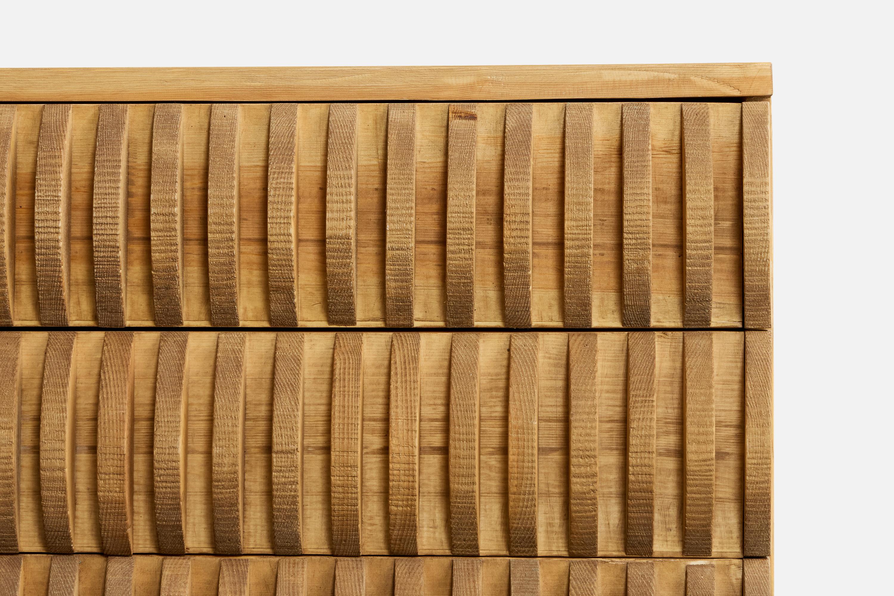 Italiano Mario Ceroli, Chest of Drawers, Pine, Italy, 1970s in vendita