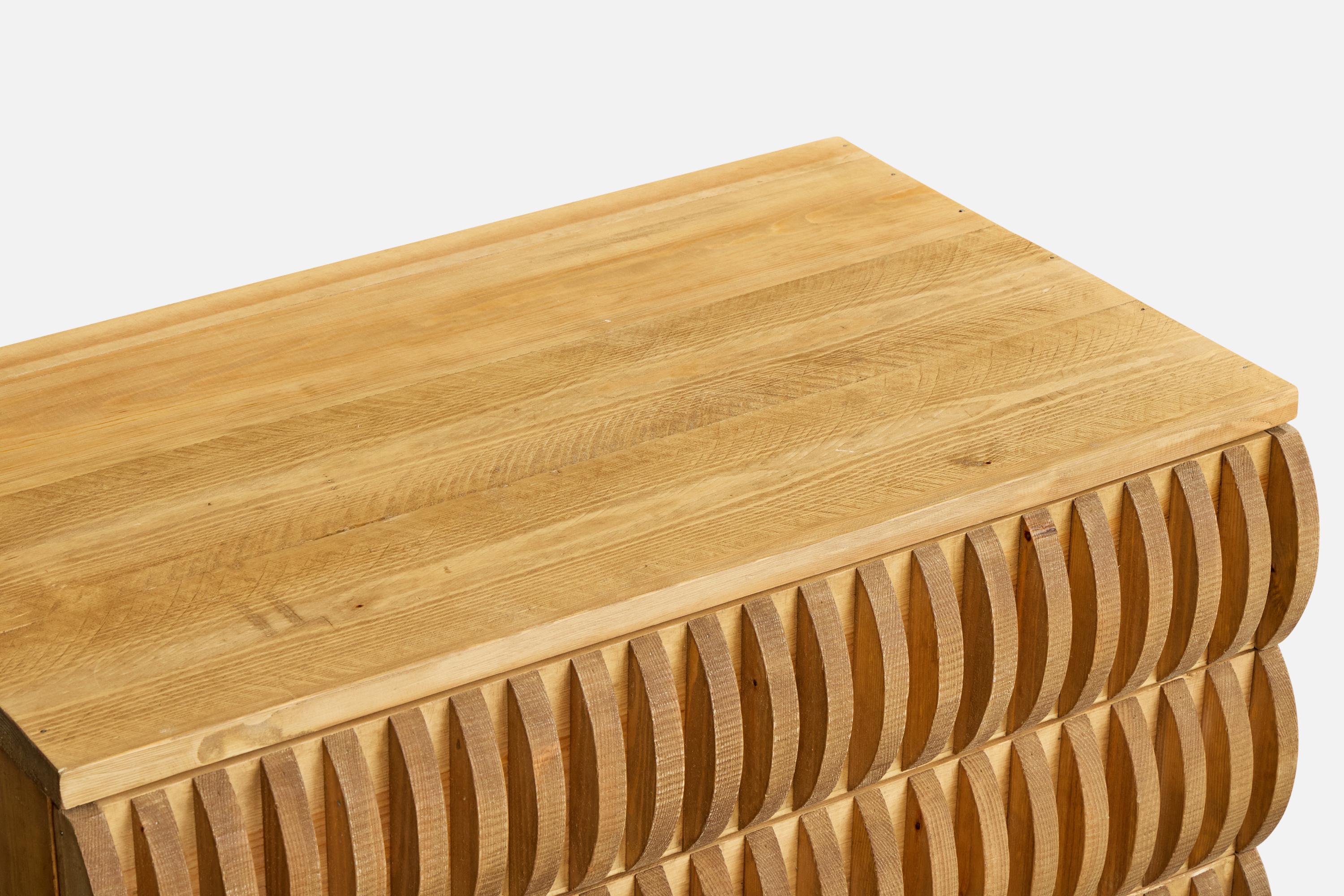 Pino Mario Ceroli, Chest of Drawers, Pine, Italy, 1970s in vendita