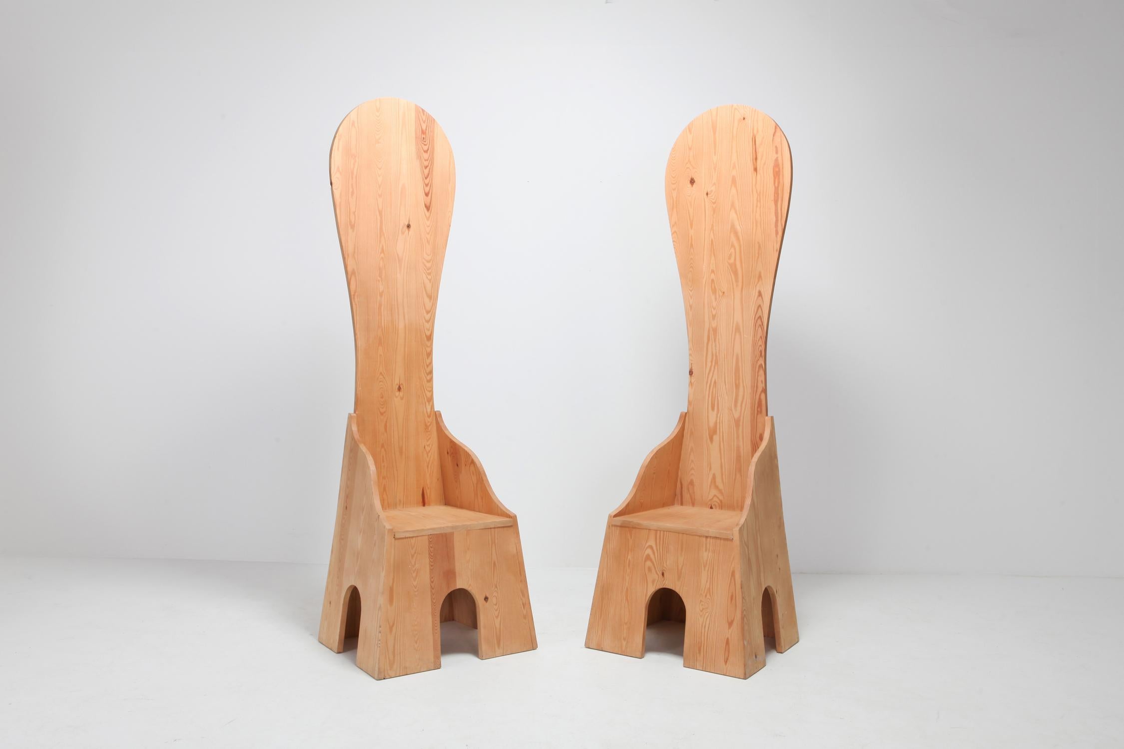 Post-Modern Mario Ceroli 'Fratina' Chairs for Poltronova