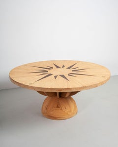 Mario Ceroli, Tisch „La Rosa dei Venti“ aus Kiefernholz mit Intarsien von Poltronova, 1970er Jahre