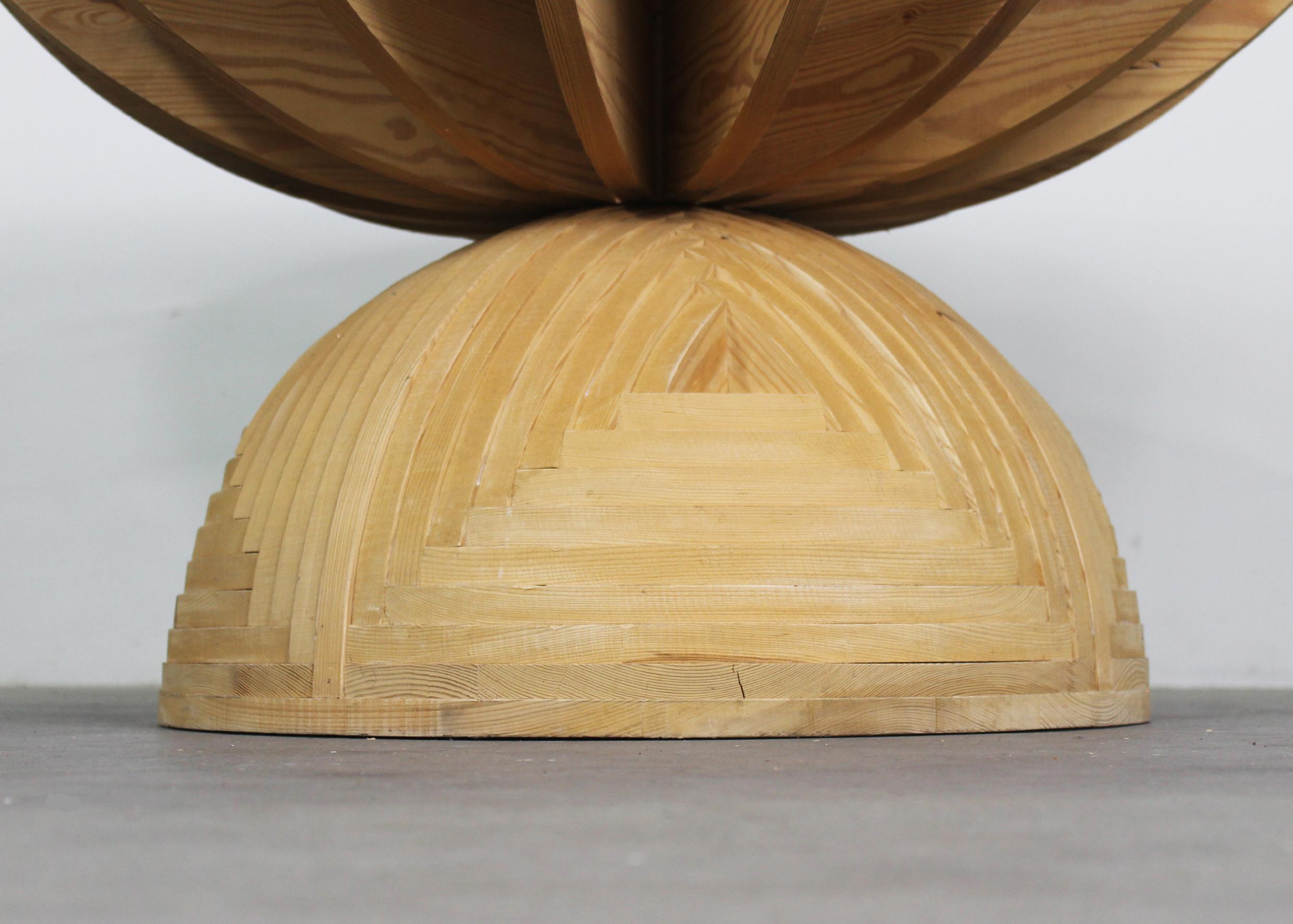 Mario Ceroli La Rosa dei Venti Table in Pinewood with Inlays by Poltronova 1970s For Sale 1