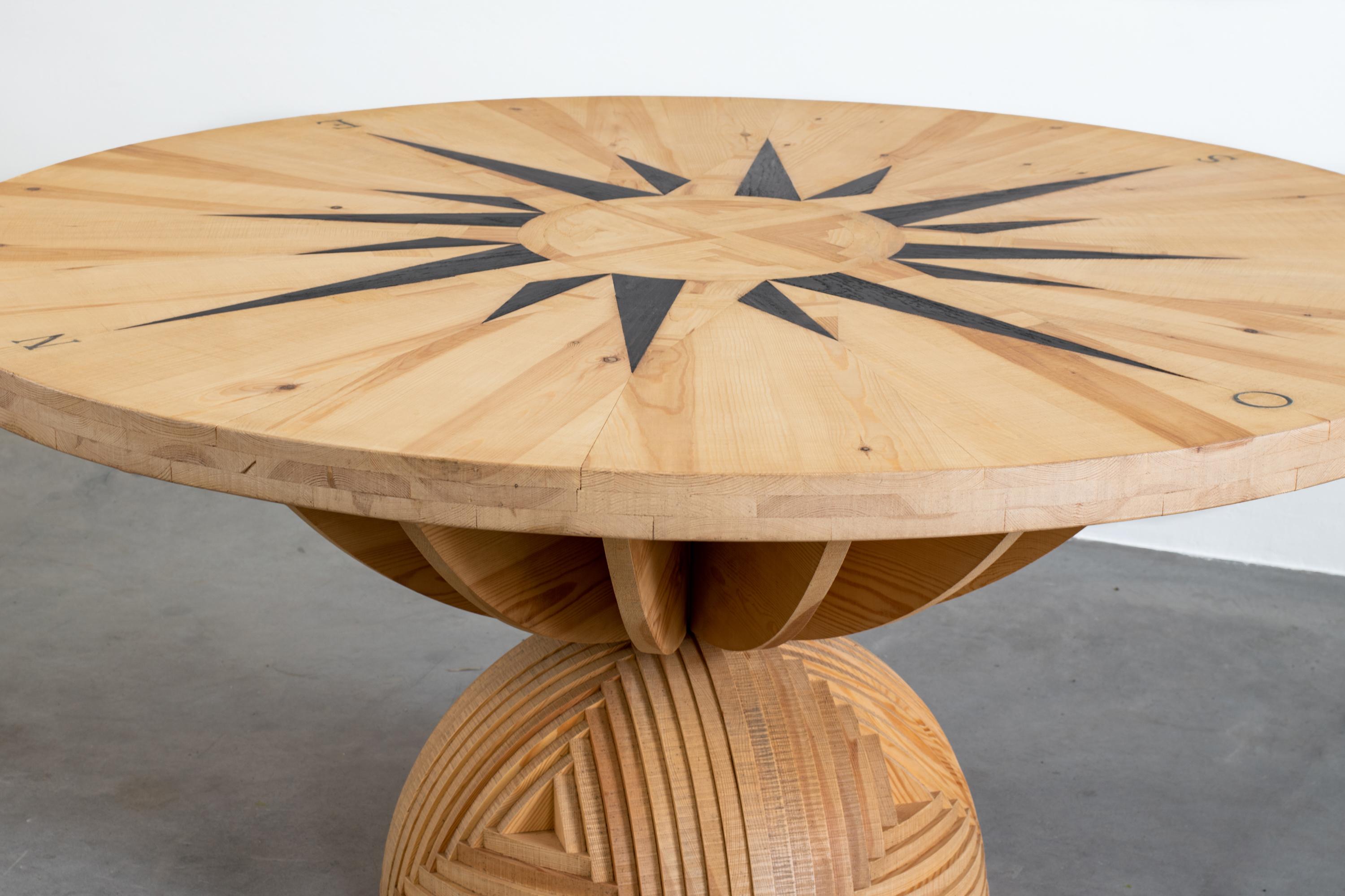 Mario Ceroli La Rosa Dei Venti Wooden Table by Poltronova, 1973 In Good Condition In Montecatini Terme, IT