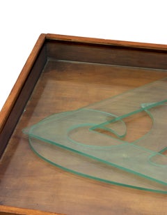 Table géométrique Squadra e Curvilinee de Mario Ceroli, techniques mixtes, 1970