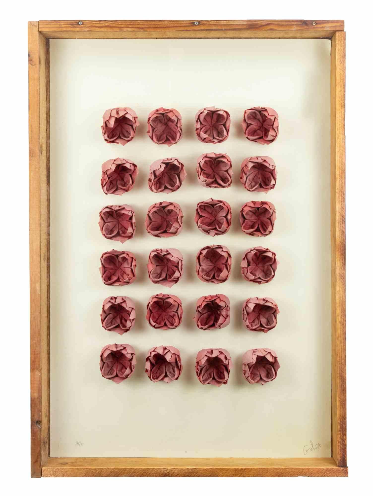 Mixed media relief assemblage, paper and pigment in a wooden box-frame.

Hand signed and numbered in pencil. Edition of 76/89.

La Valigia dell’Emigrante is an evocative and meticulously constructed work by Mario Ceroli, one of Italy’s most