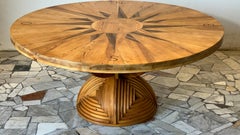 Mario Ceroli “Rosa dei Venti” Round Dining Table in Pine, Italy, 1974