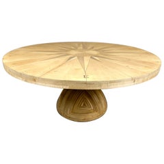 Mario Ceroli Rosa Dei Venti grande table ronde en bois de pin par Poltronova, 1970