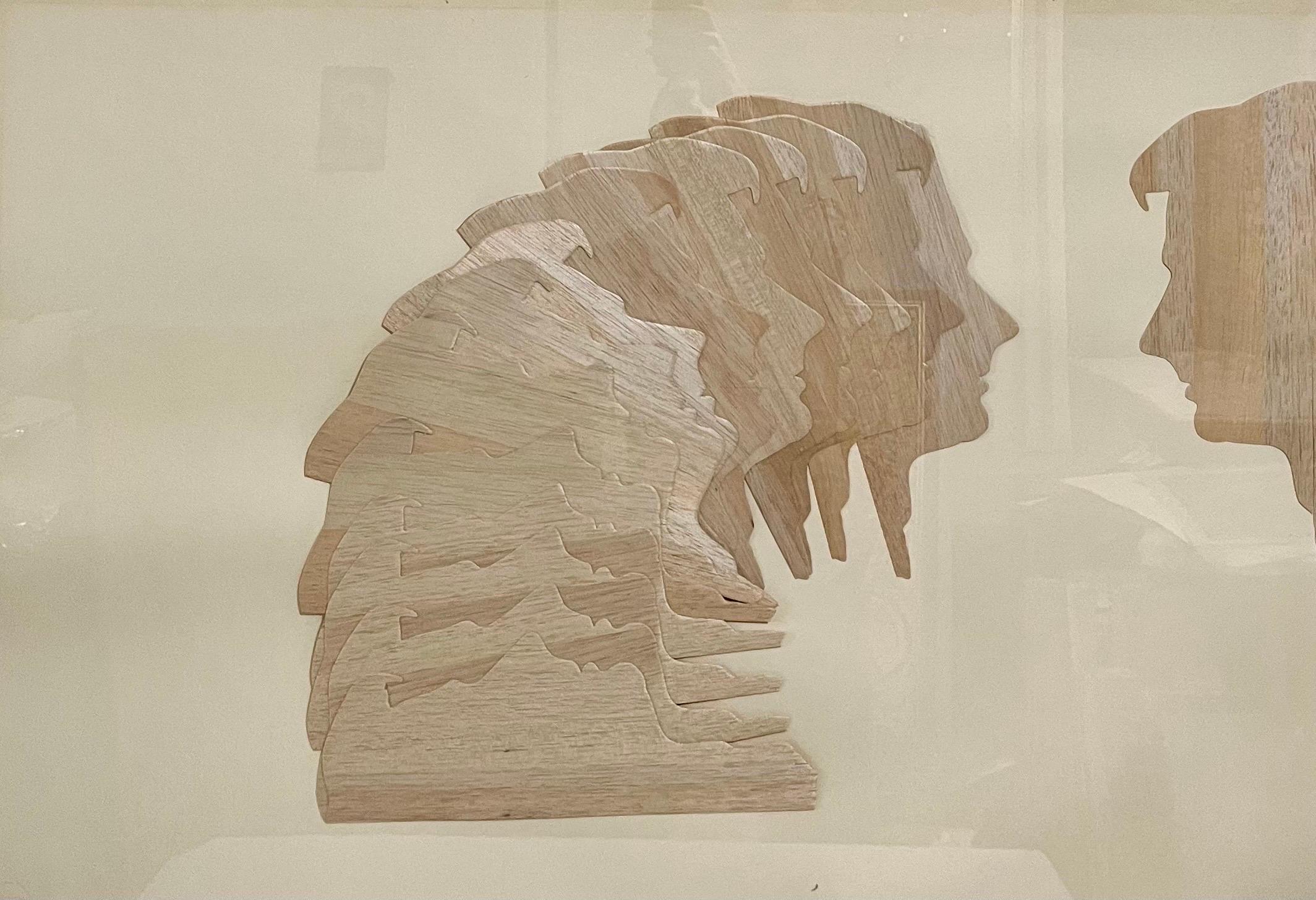 1970's Large Italian Pop Art Mario Ceroli Arte Povera Sculpture Collage in Wood For Sale 1