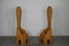 Mario Ceroli Set of Two Fratina High Chair in Pine by Poltronova 1972
