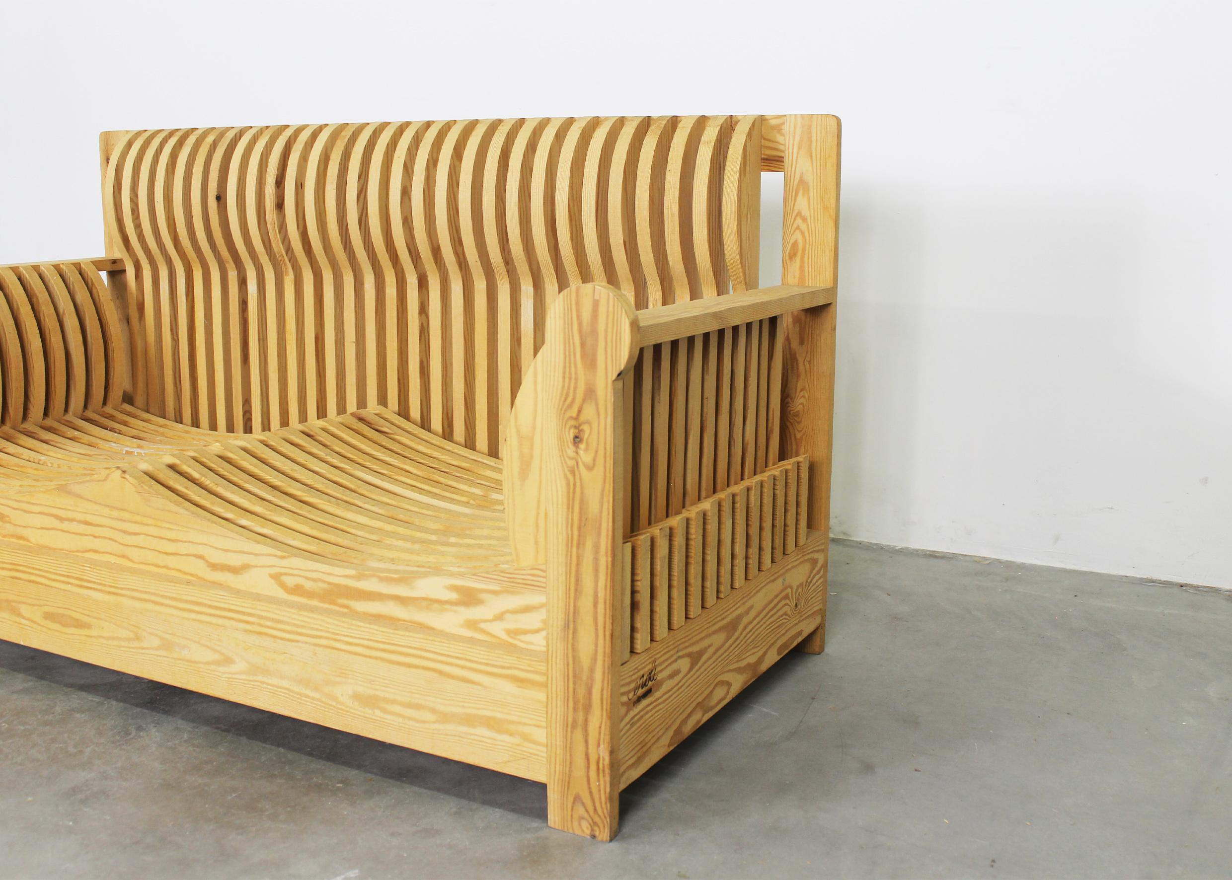 Altro Divano a due posti Mario Ceroli in Wood Serie Mobili della Valle di Poltronova anni '70 in vendita