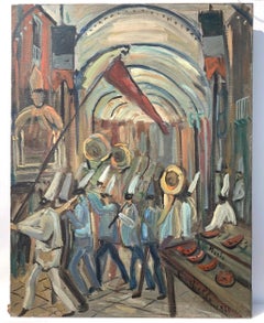 20th century Italian figure painting - Pulcinella - Oil on canvas Naples signed