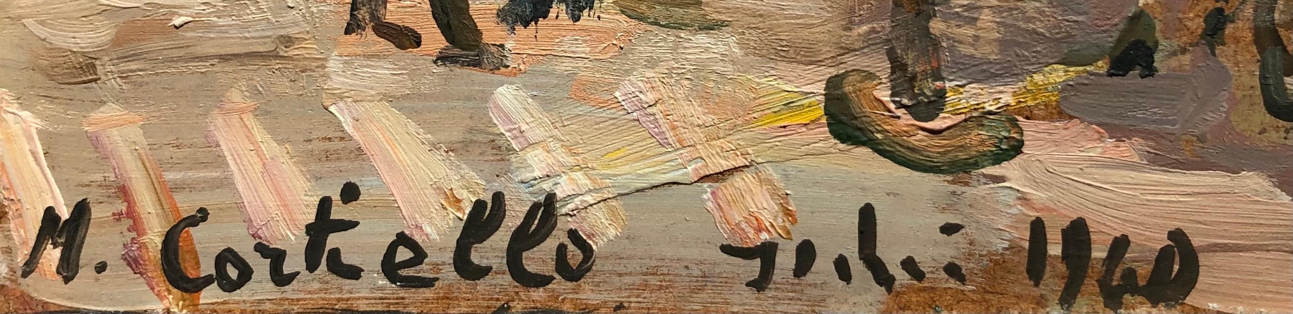 Paesaggio animato a Ischia, Italia - Painting Scuola italiana di Mario Cortiello