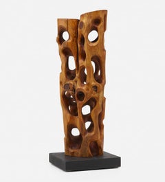 Retro Untitled Carved Wood Sculpture - Driftwood