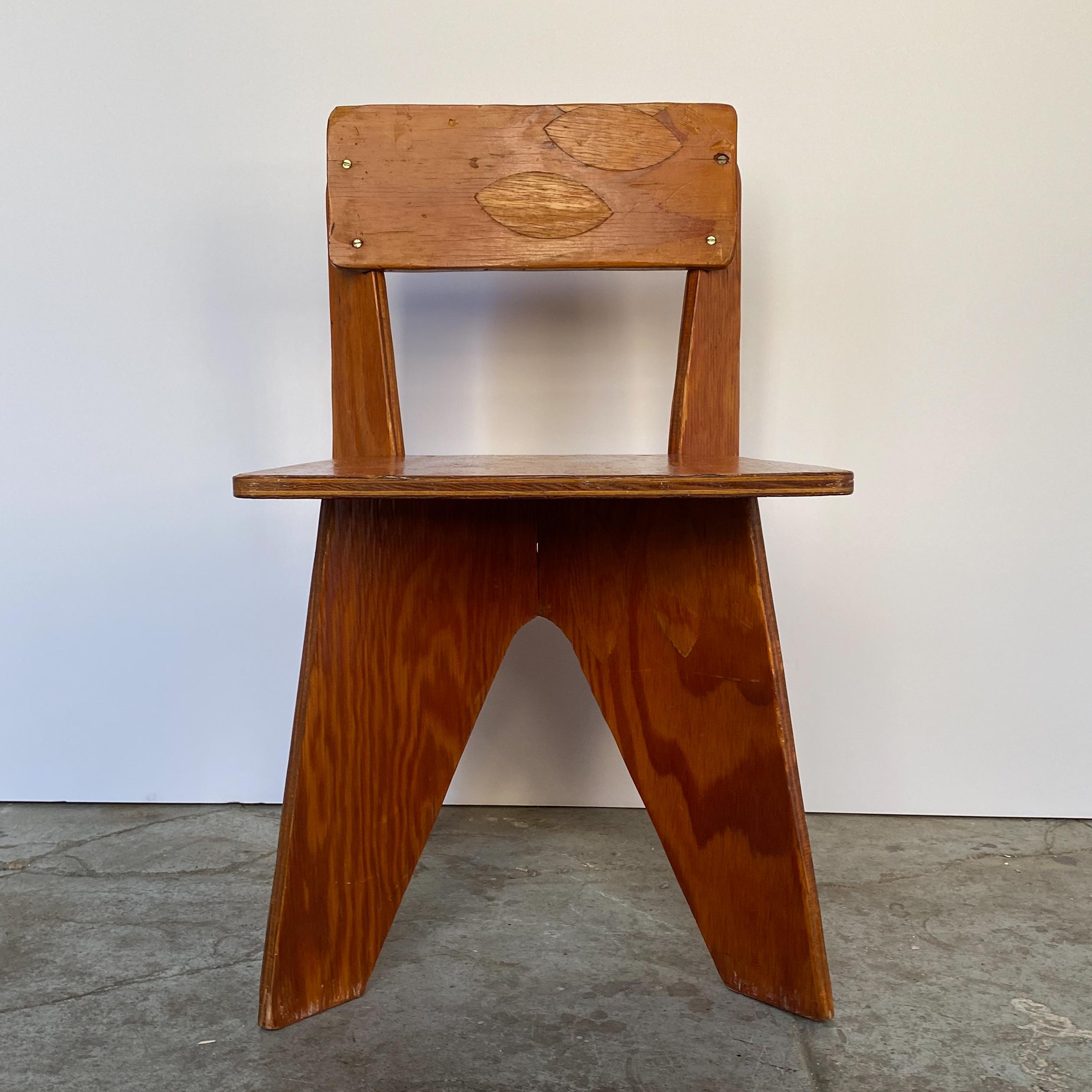 Mario Dal Fabbro Child's Chair in Plywood In Good Condition For Sale In New York, NY