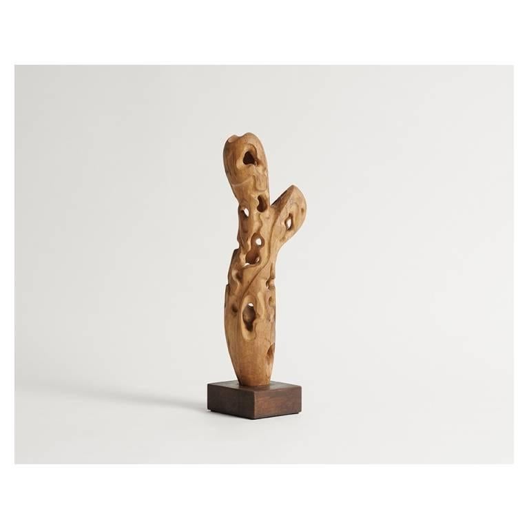 In this late work by Dal Fabbro, the viewer is reminded of a lone cactus in the desert. But closer inspection reveals expertly carved gaps in the wood, showing us the depths and diversity in form and grain within one solid piece.

Signed: Mario