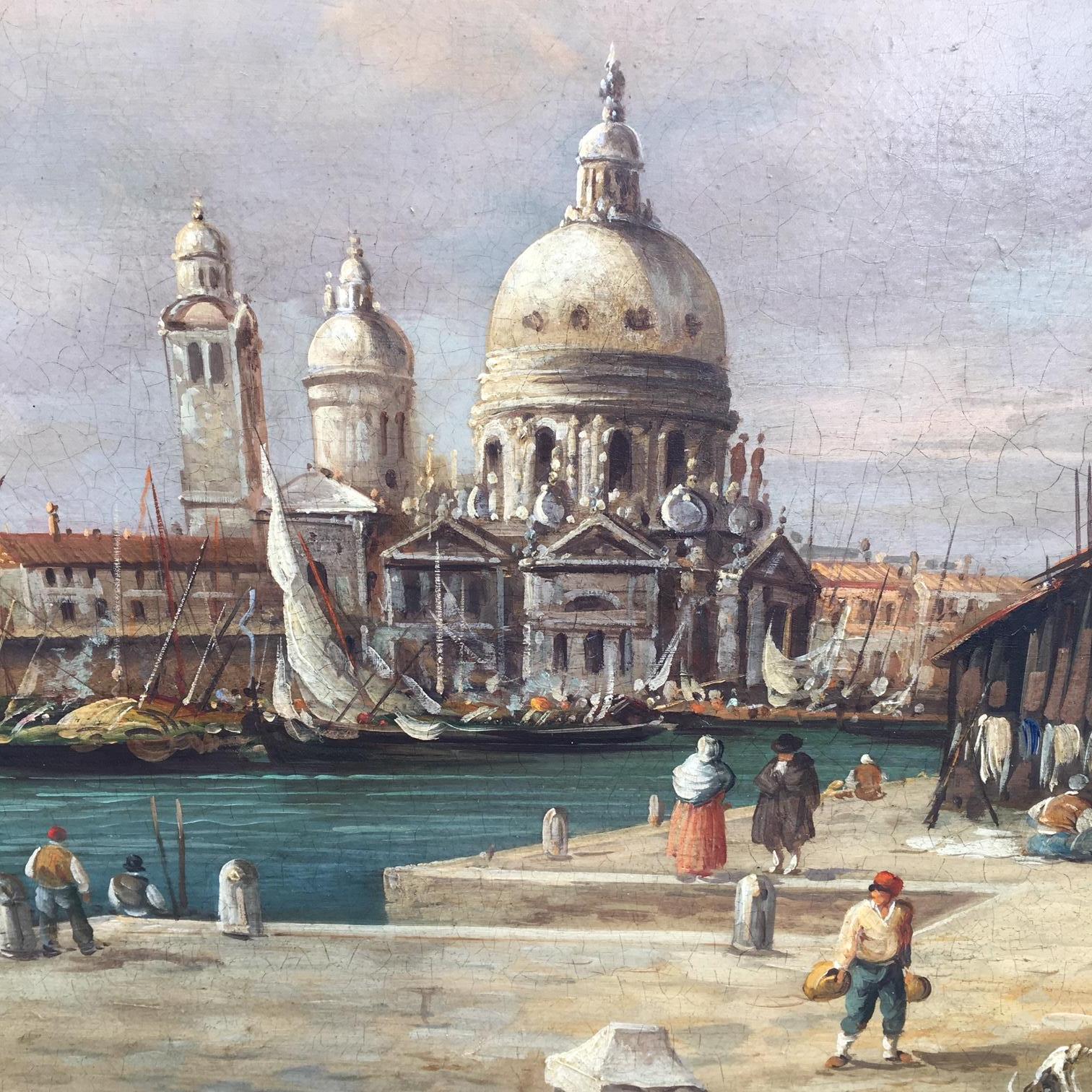 VENICE-In the Manner of Canaletto - Peinture à l'huile sur toile - Paysage italien en vente 4