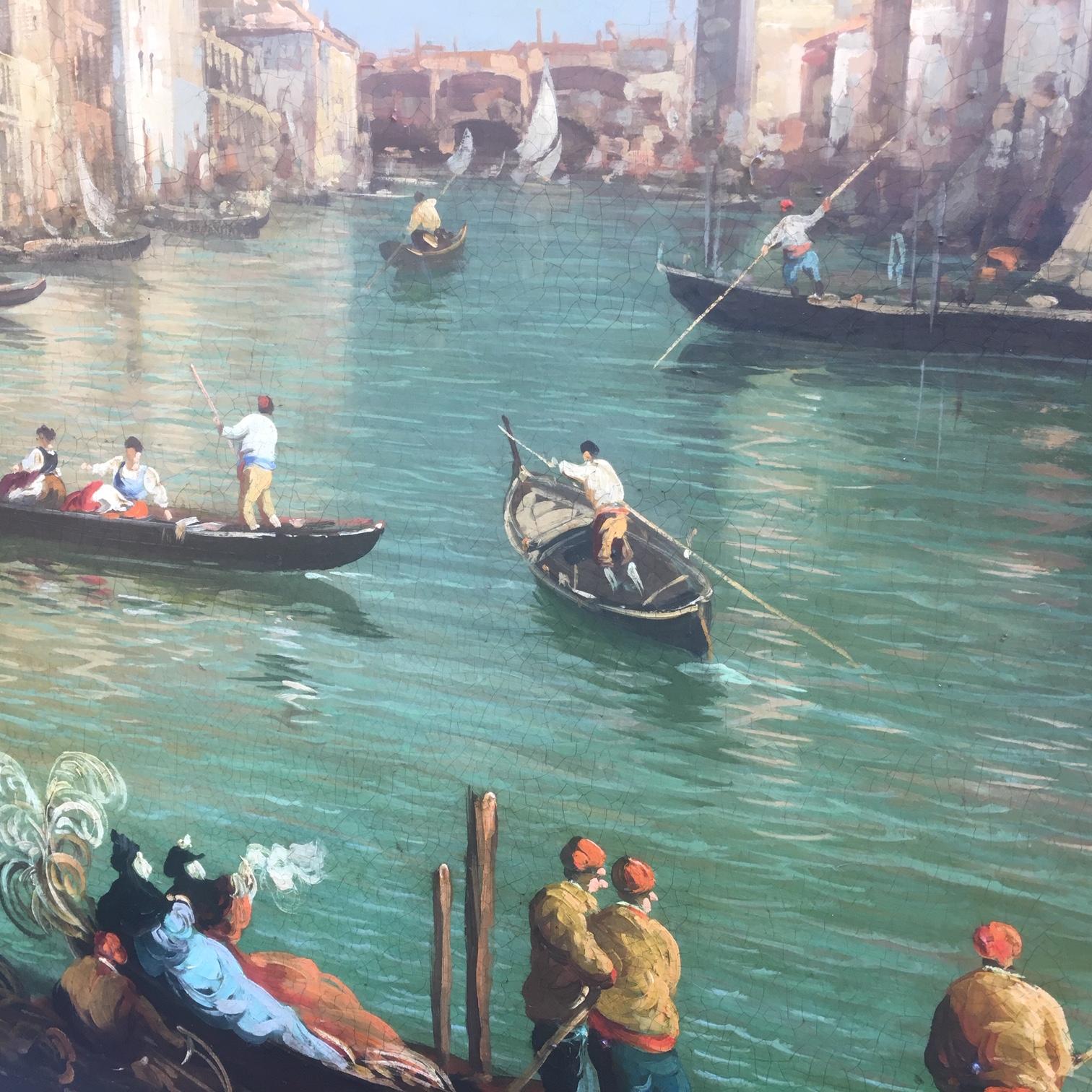 VENICE - In the Manner of Canaletto -Italian Landscape Oil on Canvas Painting  For Sale 4