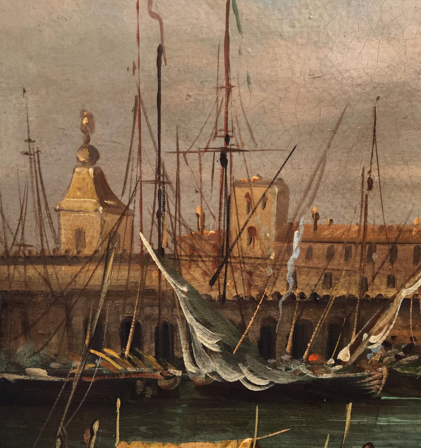 VENICE-In the Manner of Canaletto - Peinture à l'huile sur toile - Paysage italien en vente 5