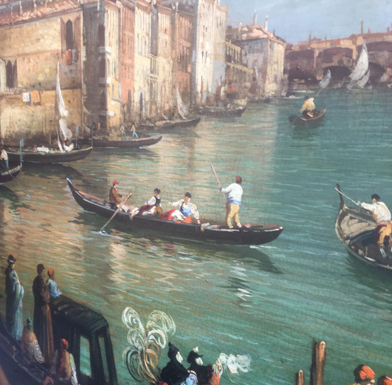 VENICE - In the Manner of Canaletto -Italian Landscape Oil on Canvas Painting  For Sale 5