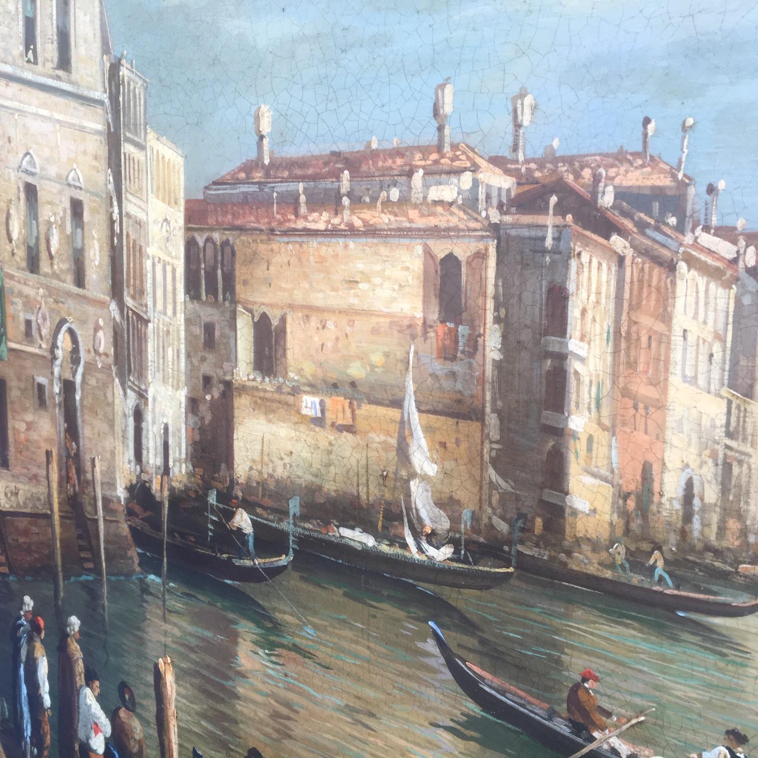 VENICE - À la manière de Canaletto - Peinture à l'huile sur toile - Paysage italien en vente 7