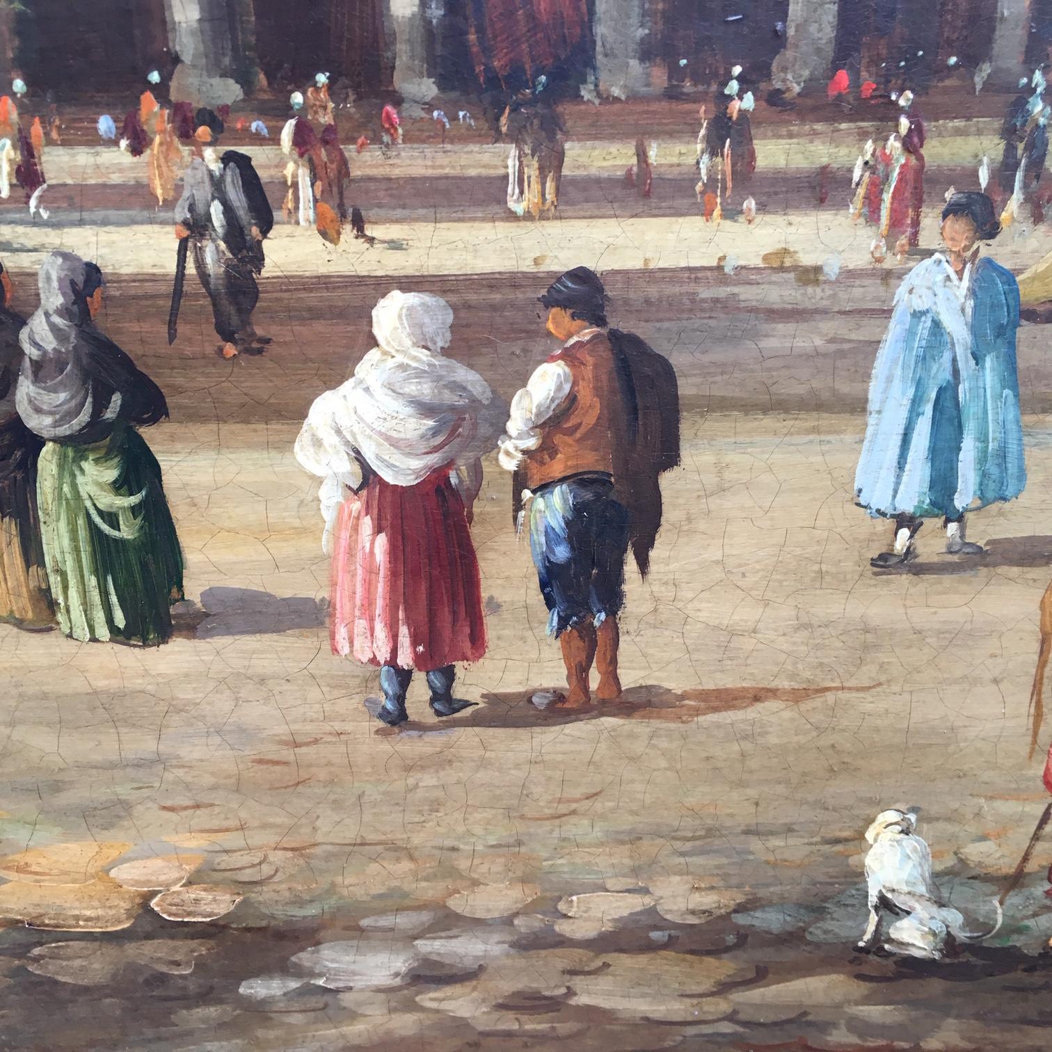 VENICE-In the Manner of Canaletto - Peinture à l'huile sur toile - Paysage italien en vente 7