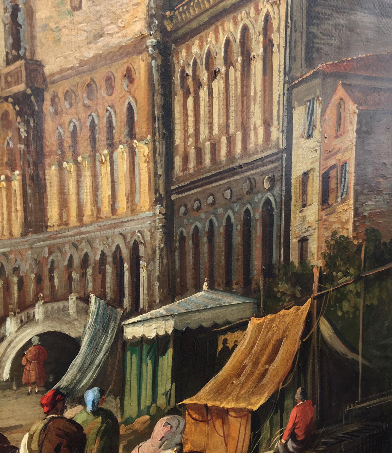 VENICE-In the Manner of Canaletto - Peinture à l'huile sur toile - Paysage italien en vente 8