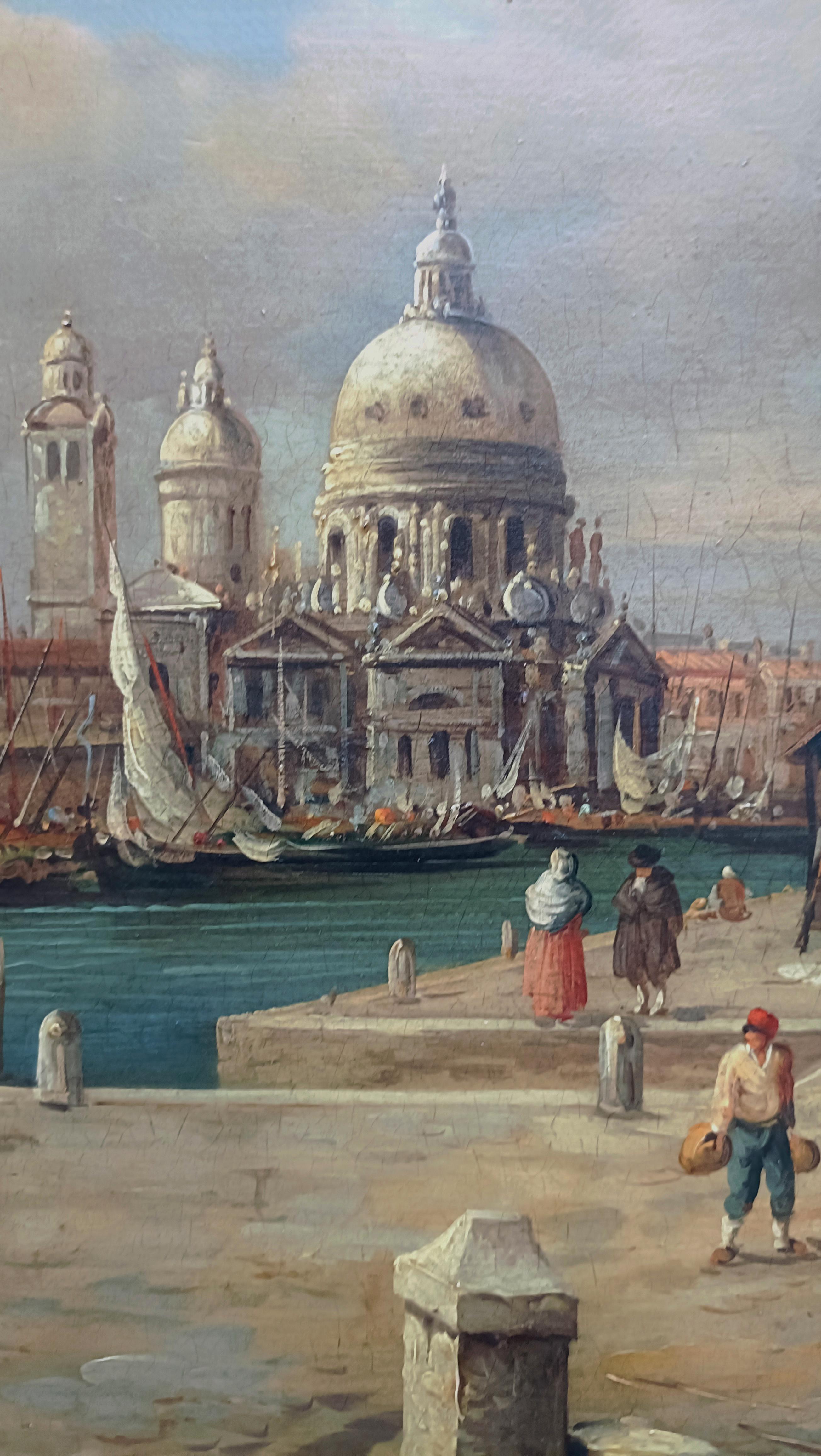 VENICE-In the Manner of Canaletto - Peinture à l'huile sur toile - Paysage italien en vente 13