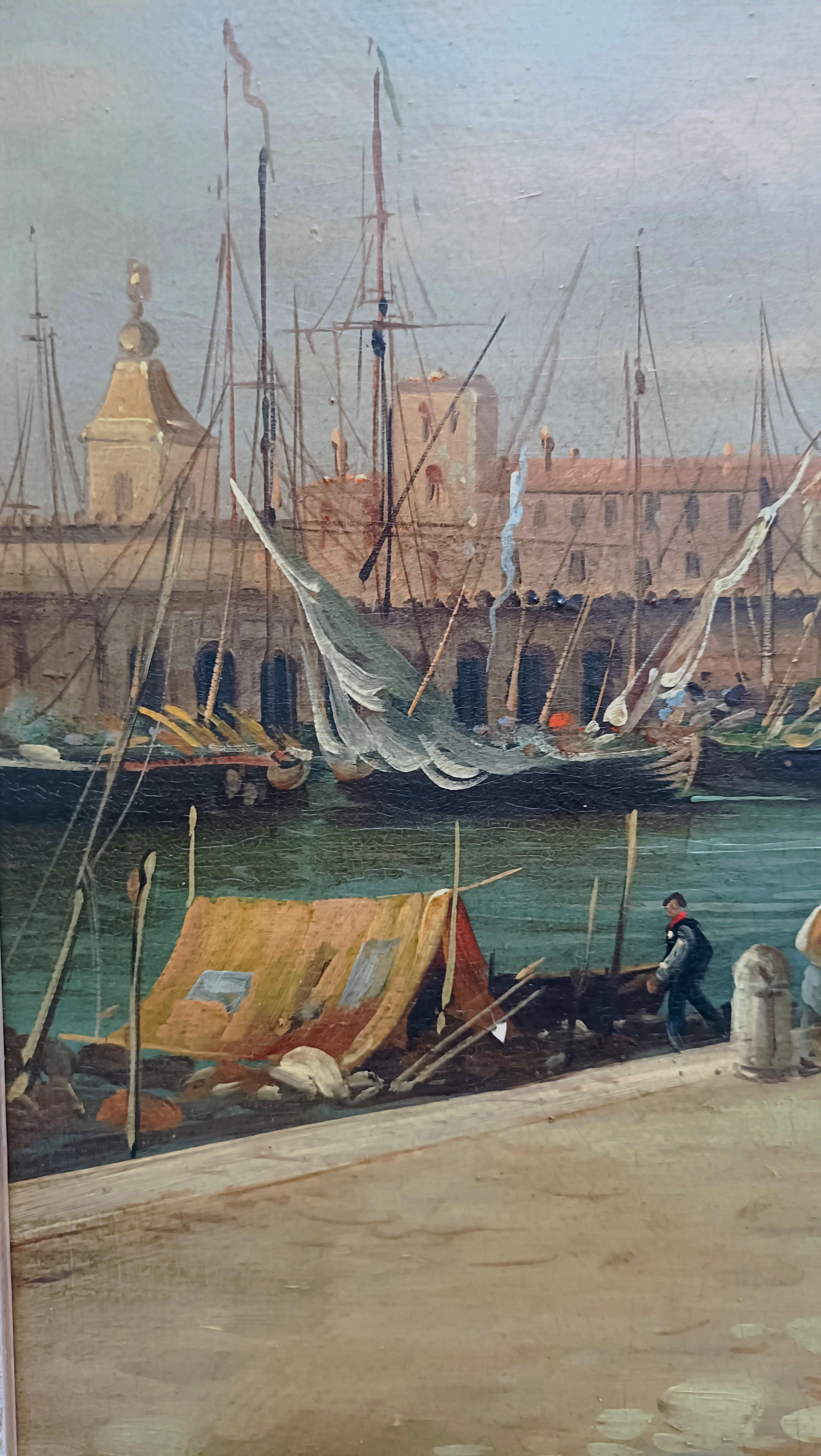 VENICE-In the Manner of Canaletto - Peinture à l'huile sur toile - Paysage italien en vente 14