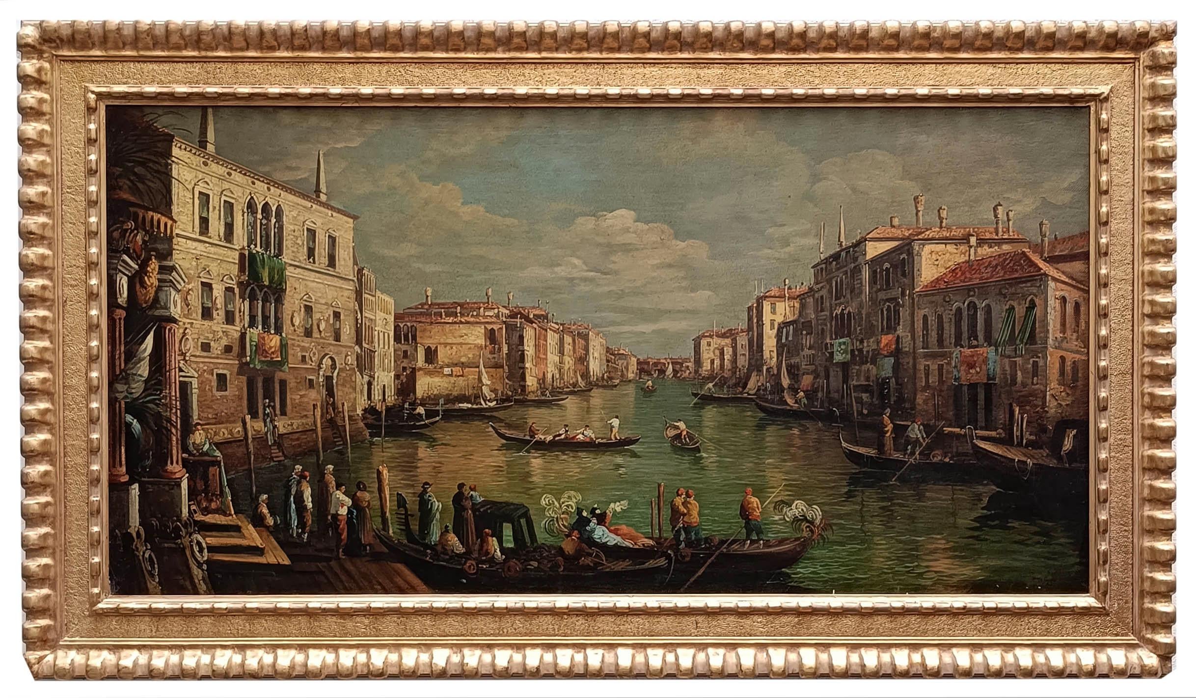 Landscape Painting Mario De Angeli - VENICE - À la manière de Canaletto - Peinture à l'huile sur toile - Paysage italien