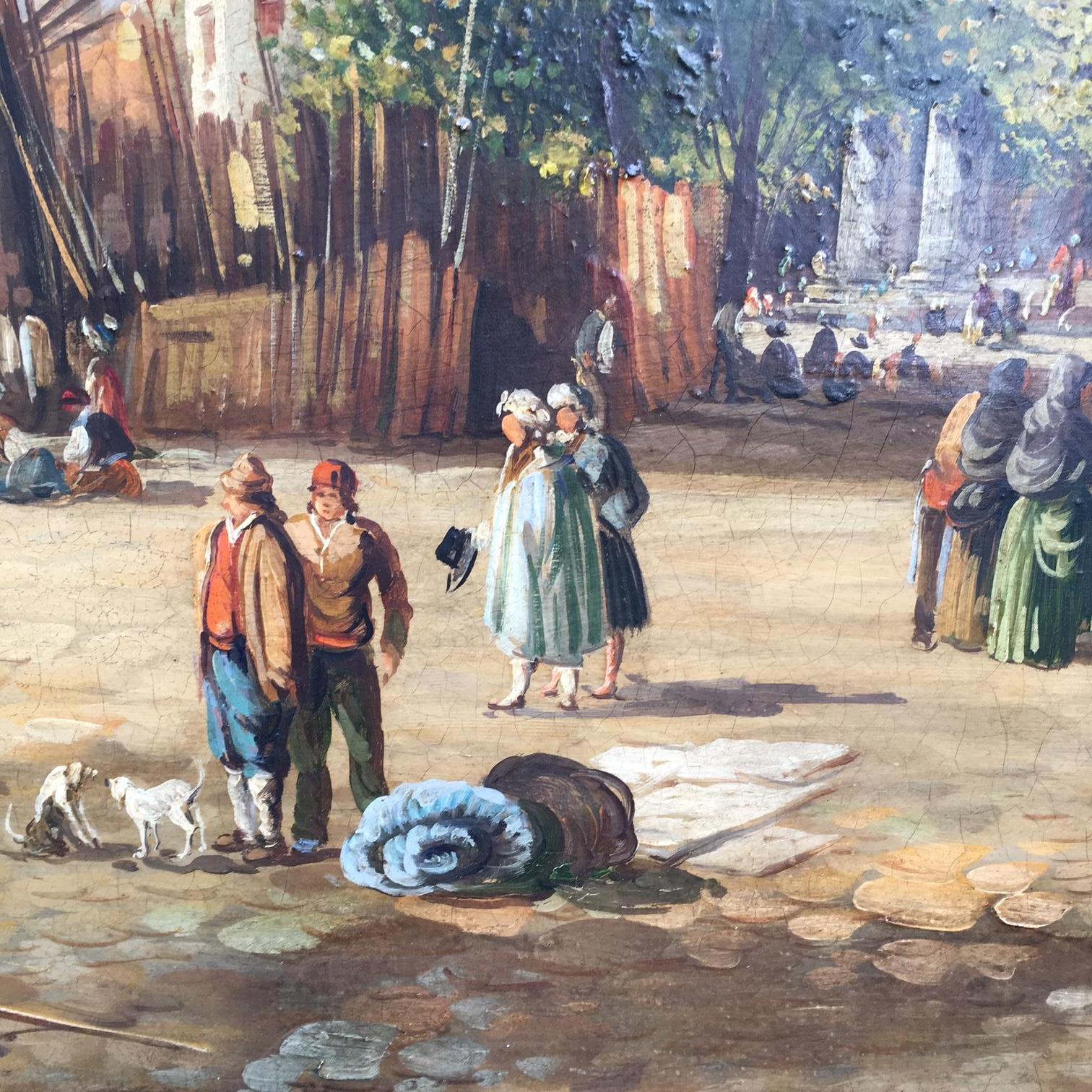 VENICE-In the Manner of Canaletto - Peinture à l'huile sur toile - Paysage italien en vente 1