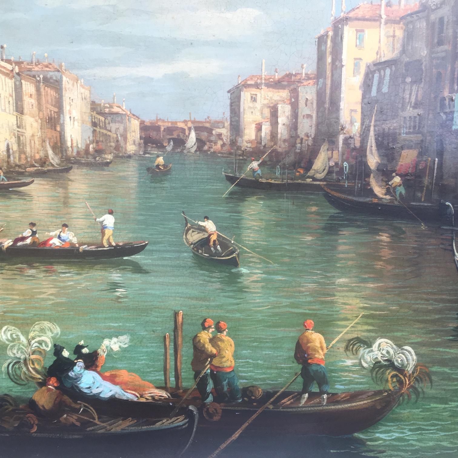 VENICE - In the Manner of Canaletto -Italian Landscape Oil on Canvas Painting  For Sale 1