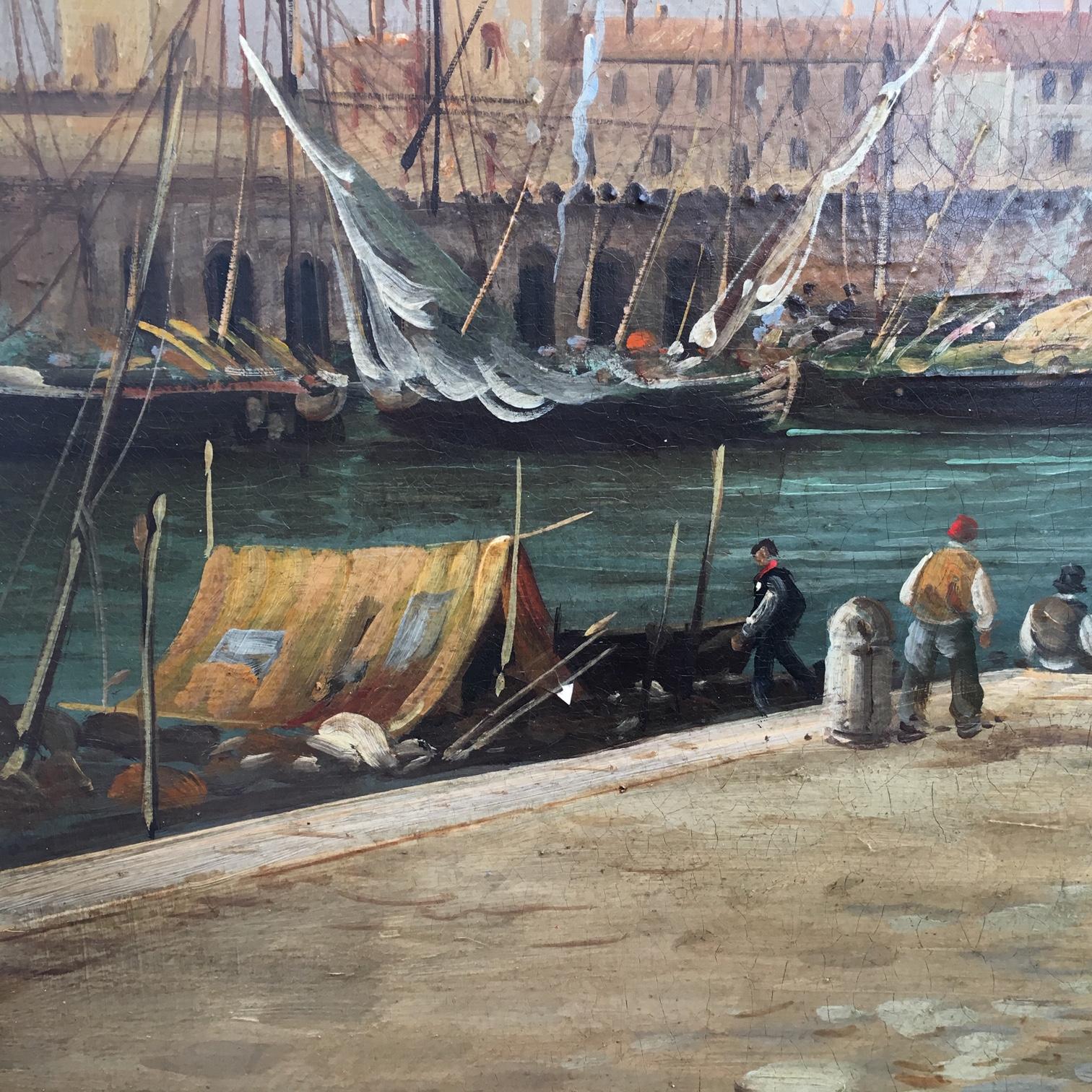 VENICE-In the Manner of Canaletto - Peinture à l'huile sur toile - Paysage italien en vente 3