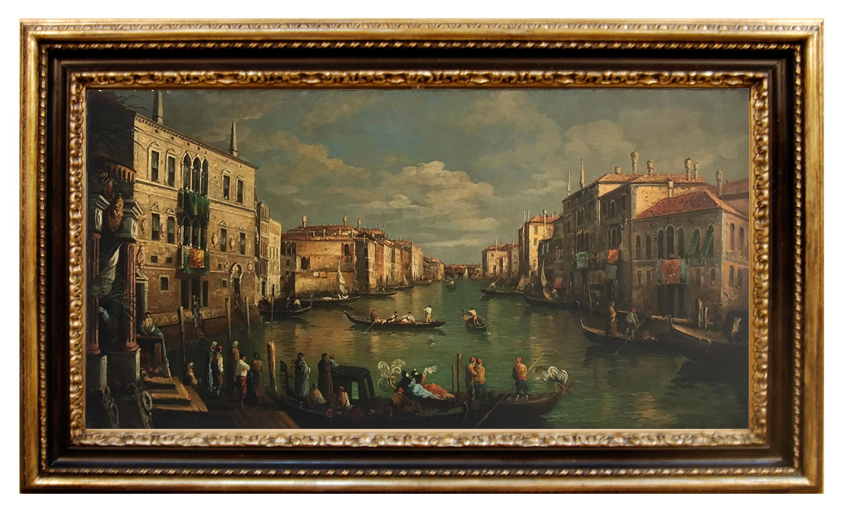 VENICE - In the Manner of Canaletto -Italian Landscape Oil on Canvas Painting 