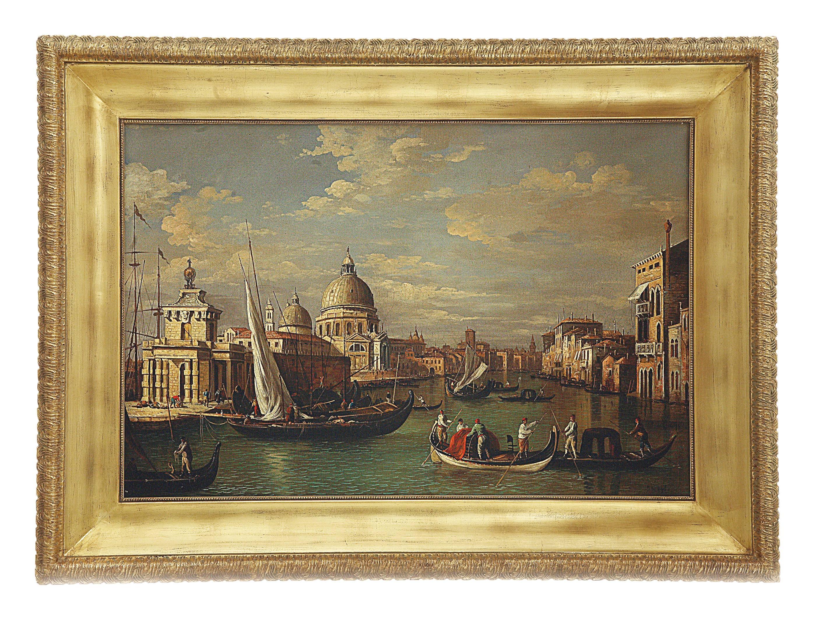 Mario De Angeli Landscape Painting - VENICE -In the Manner of Canaletto- Italian Landscape Oil on Canvas Painting 