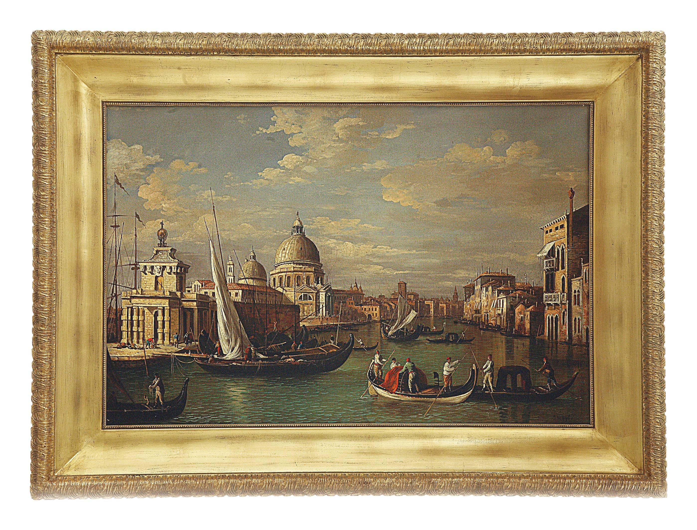 Landscape Painting Mario De Angeli - VENICE -À la manière de Canaletto - Peinture à l'huile sur toile - Paysage italien