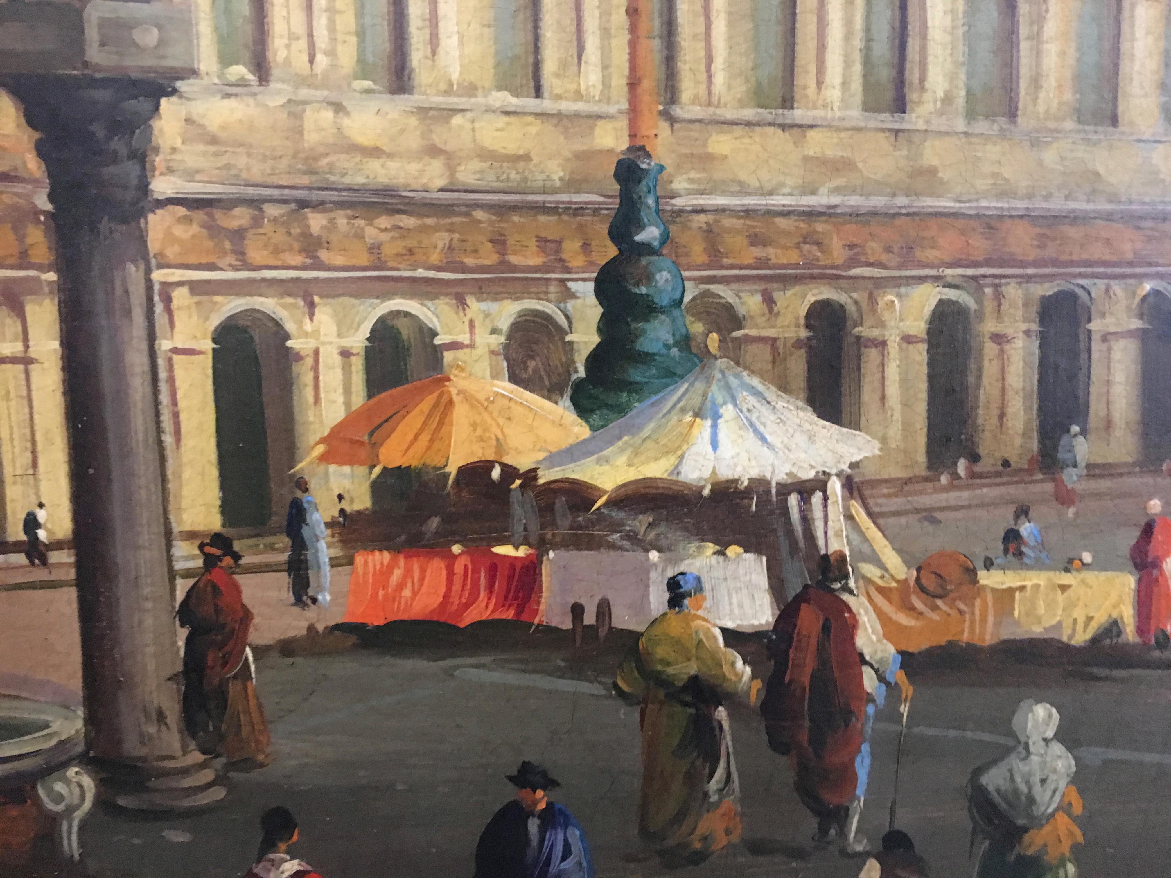 VENECIA - A la manera de Canaletto - Paisaje italiano Pintura al óleo sobre lienzo en venta 1