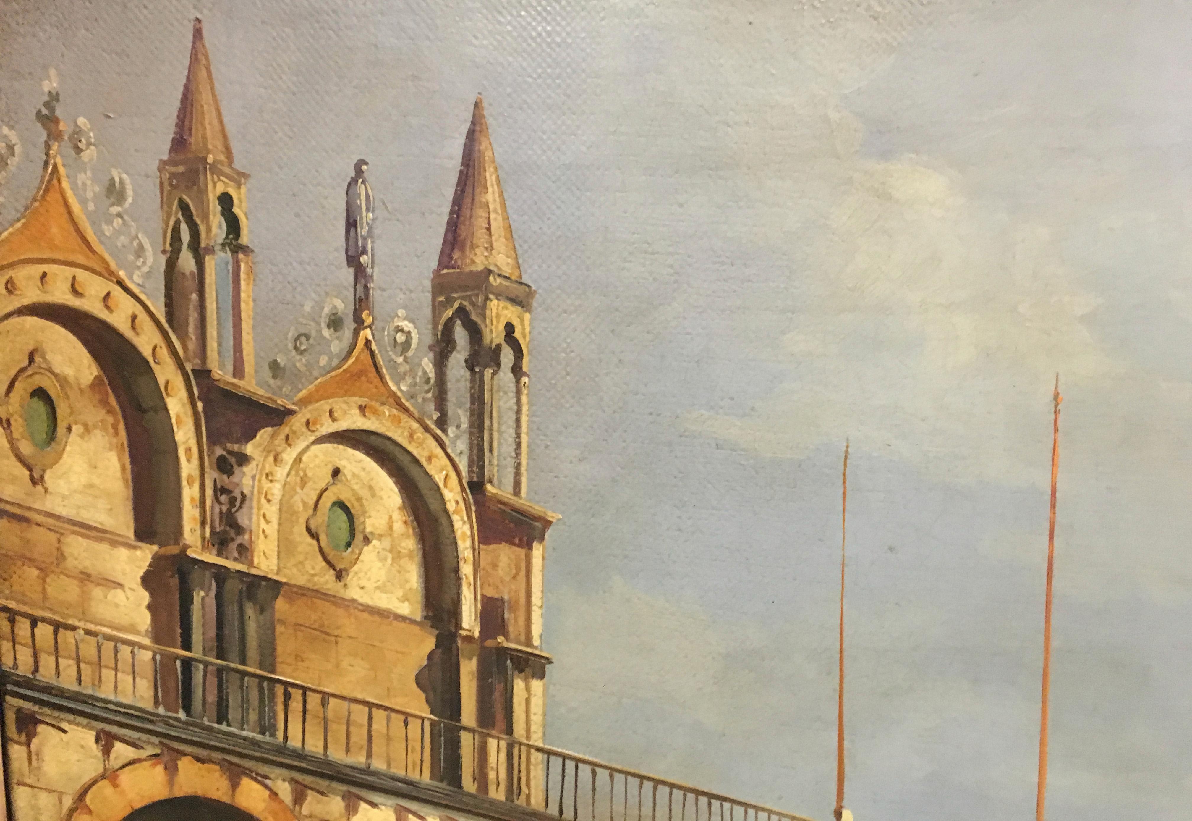 VENECIA - A la manera de Canaletto - Paisaje italiano Pintura al óleo sobre lienzo en venta 2
