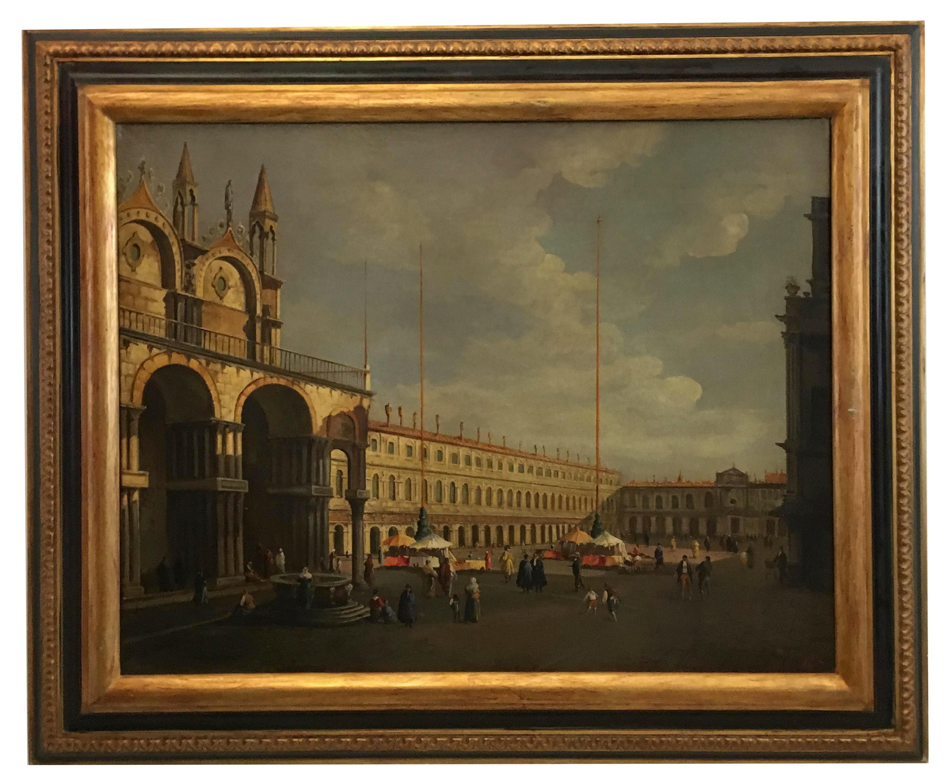 Mario De Angeli Landscape Painting - VENICE - In the Manner of Canaletto -Italian Landscape Oil on Canvas Painting