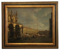 Antique VENICE - In the Manner of Canaletto -Italian Landscape Oil on Canvas Painting