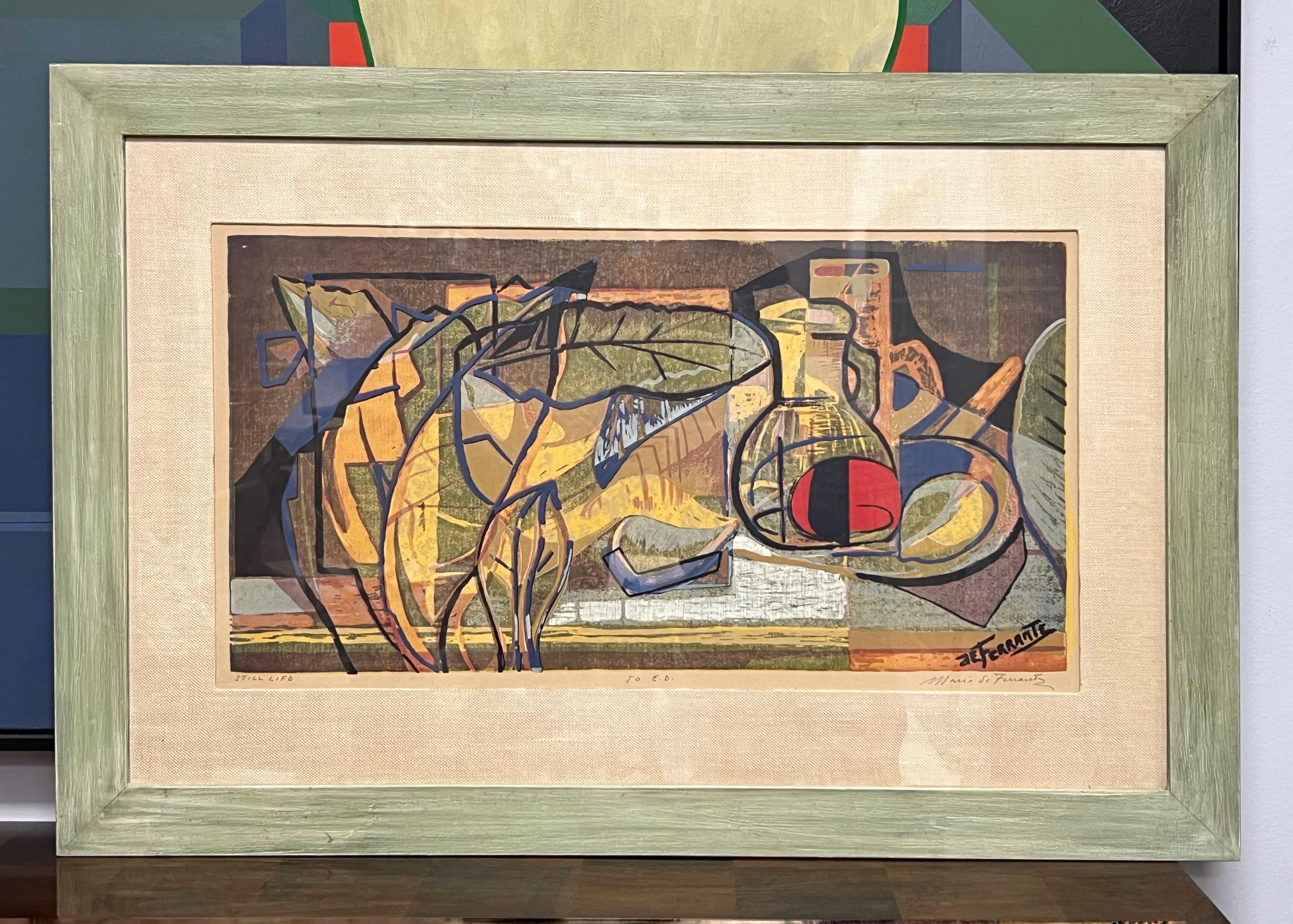 A large signed and numbered lithograph by Mario De Ferrante.