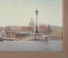 Rome from the Pincio - Painting by Mario Evangelisti - 1973
