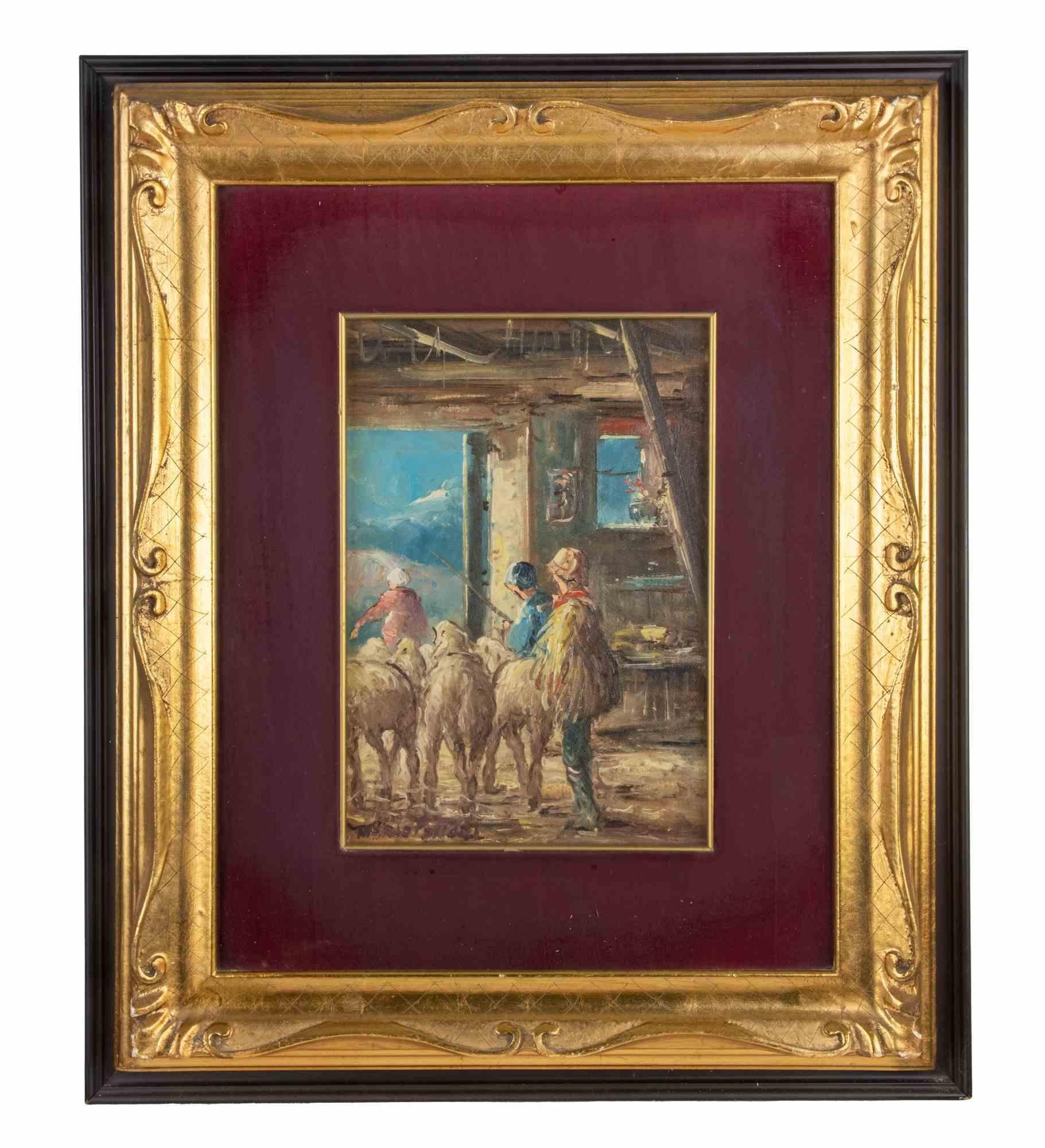 Interior del Redil es una obra de arte moderno realizada por Mario Fattori en los años setenta.

Pintura al óleo de colores mixtos

Incluye marco: 54 x 54 cm

Firmado a mano en el margen inferior