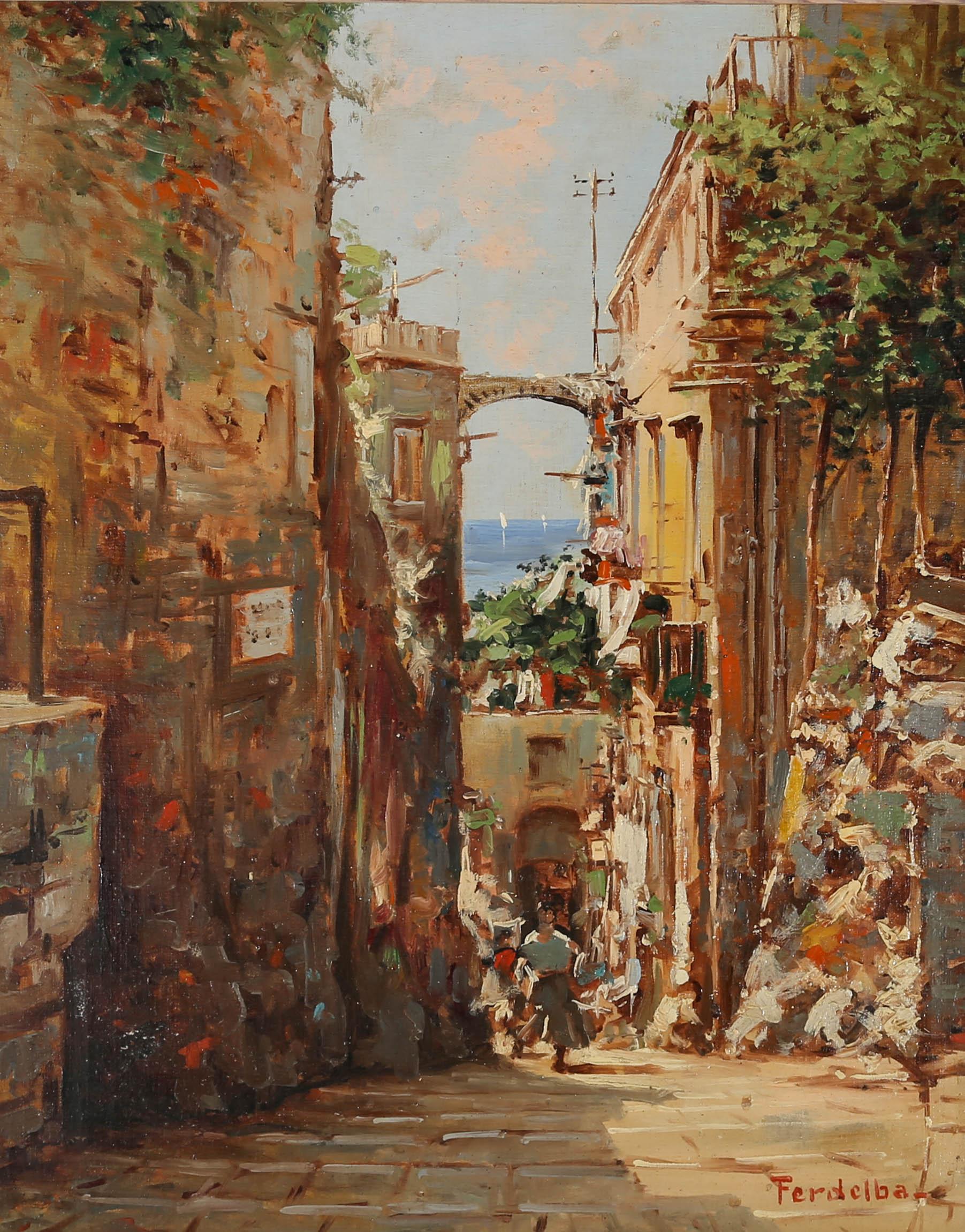 Mario Ferdelba (1897-1971) - 20th Century Oil, Sunny Side Street 1