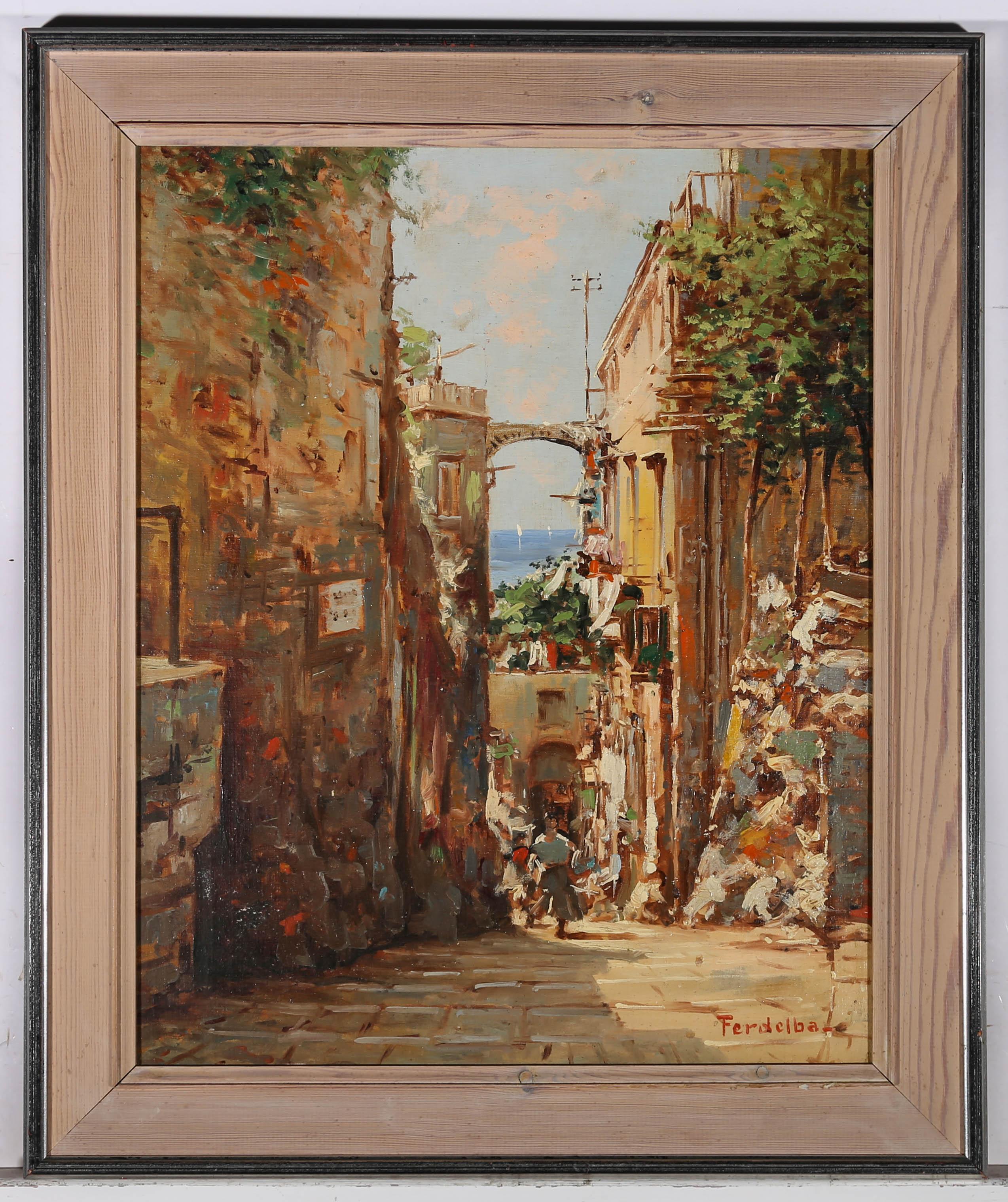 Mario Ferdelba (1897-1971) - 20th Century Oil, Sunny Side Street 2